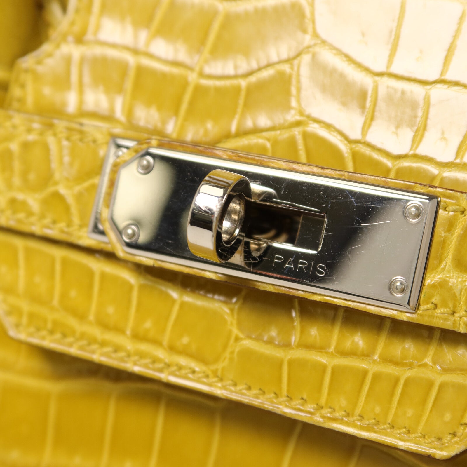 HERMES 鱷魚皮革Birkin 30手挽袋Jaune Ambre