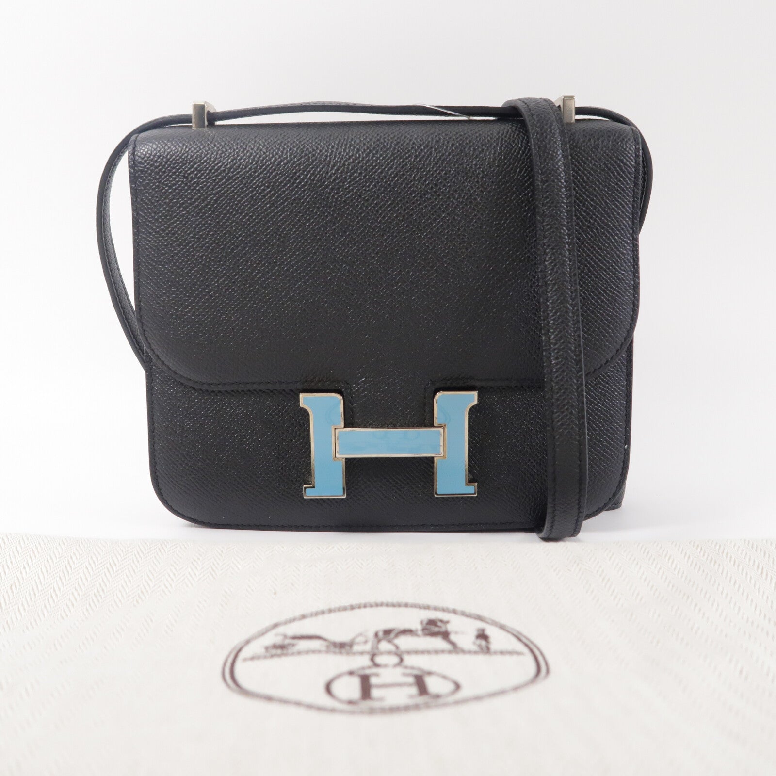 HERMES Epsom皮革Constance Mini肩背袋Noir