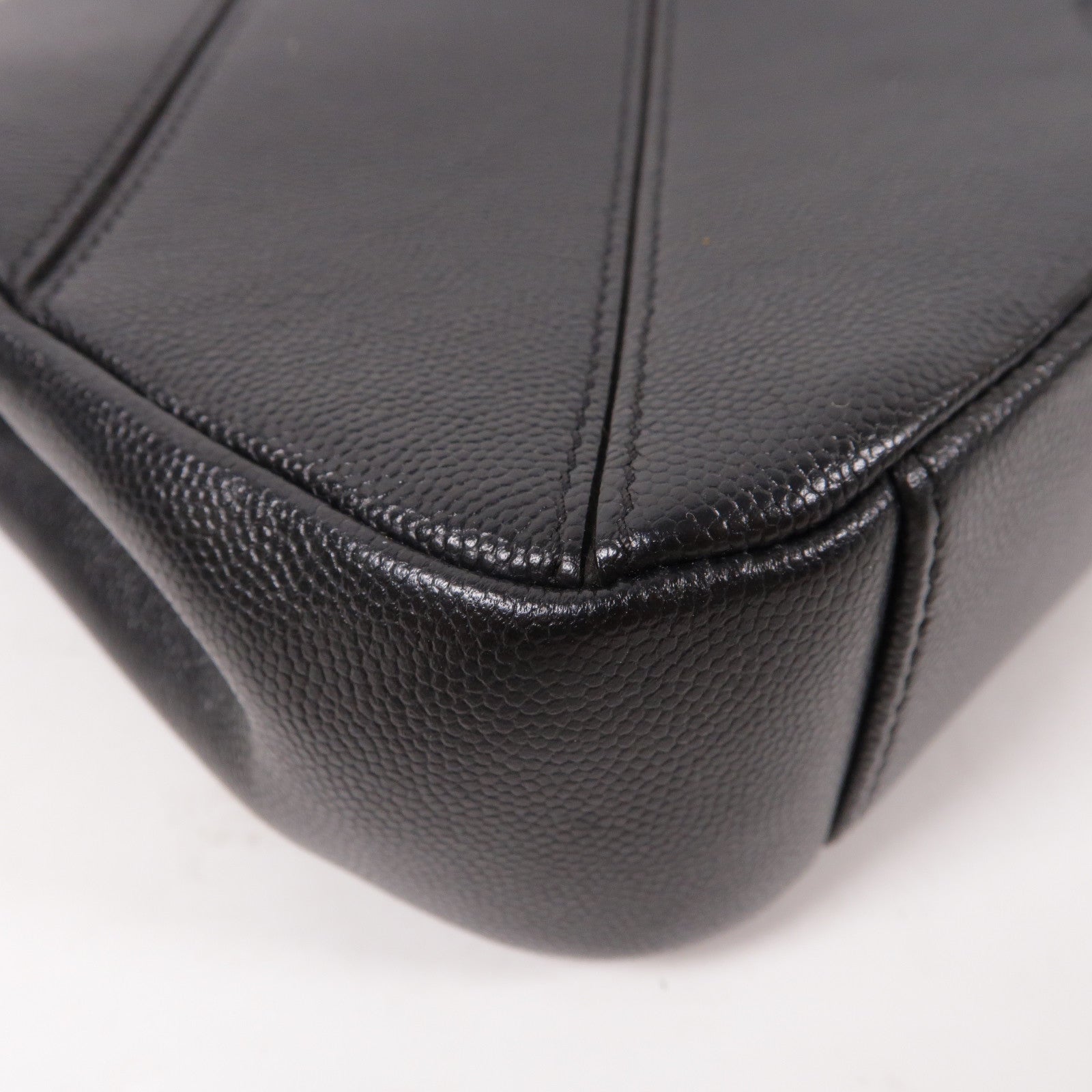 CHANEL 菱格牛皮皮革Chain Shoulder Bag銀扣鏈帶肩背袋黑色
