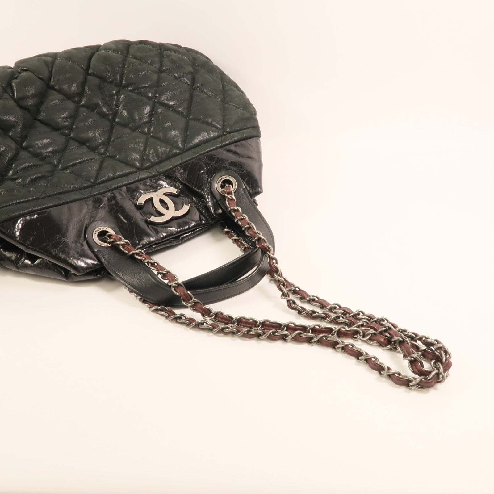 CHANEL 牛皮皮革In The Mix銀扣鏈帶手挽肩背兩用袋
