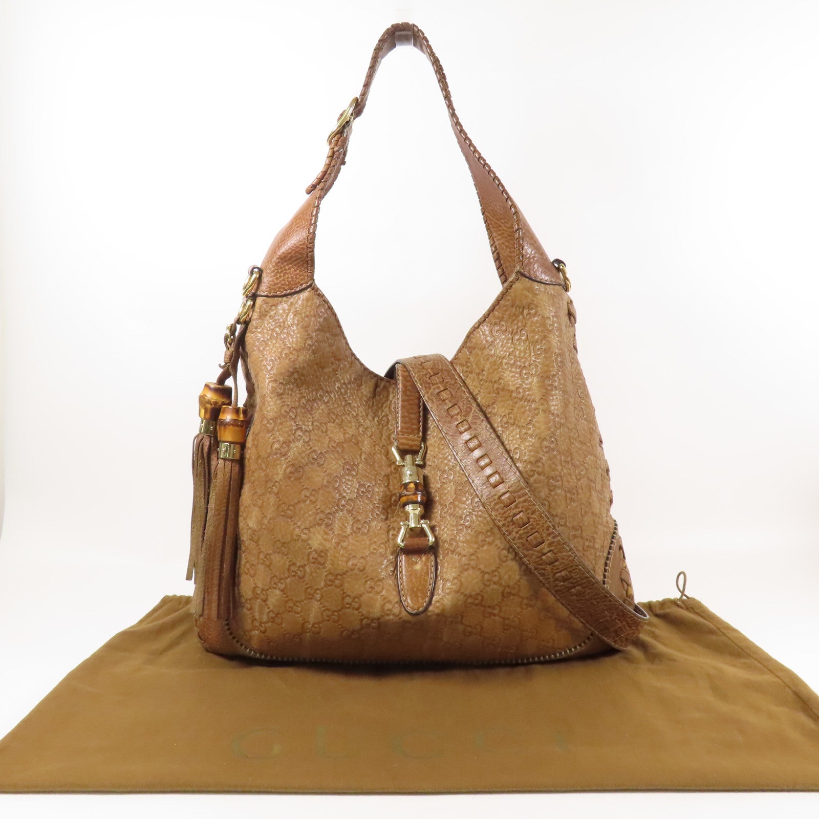 GUCCI 皮革Shoulder Bag金扣手挽肩背兩用袋
