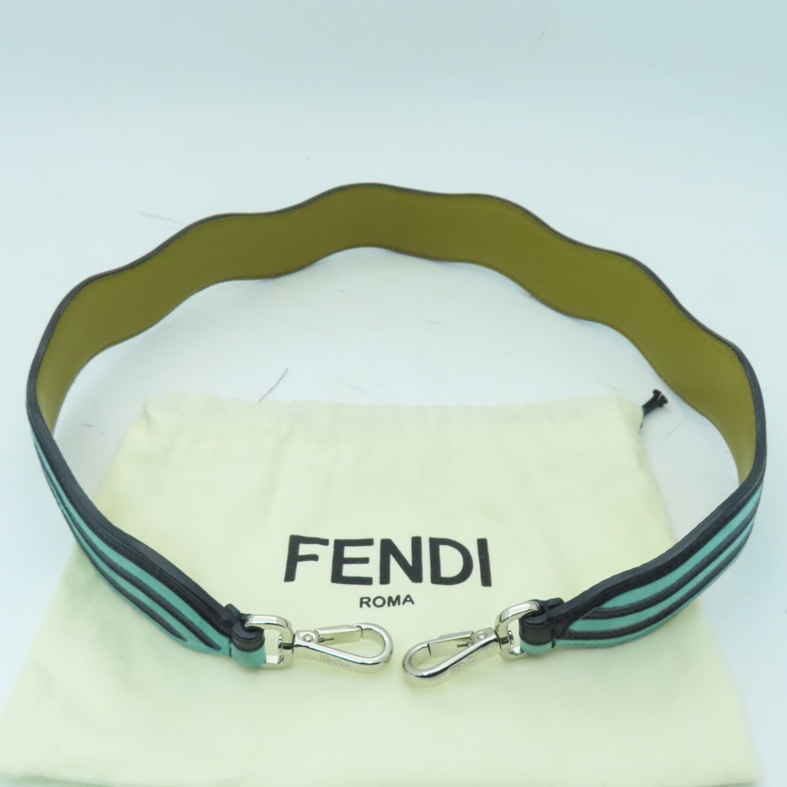 FENDI 【激減優惠】牛皮皮革Shoulder Strap銀扣肩背帶藍色