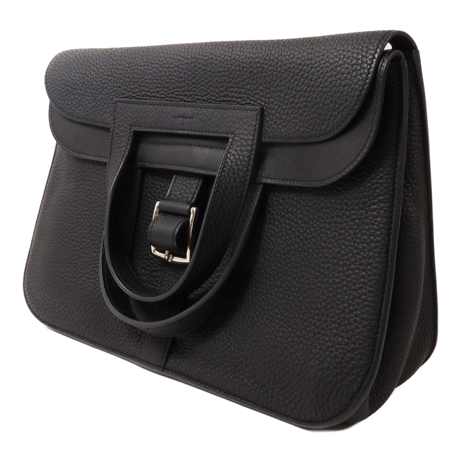 HERMES Clemence皮革Halzan 31手挽肩背兩用袋Noir