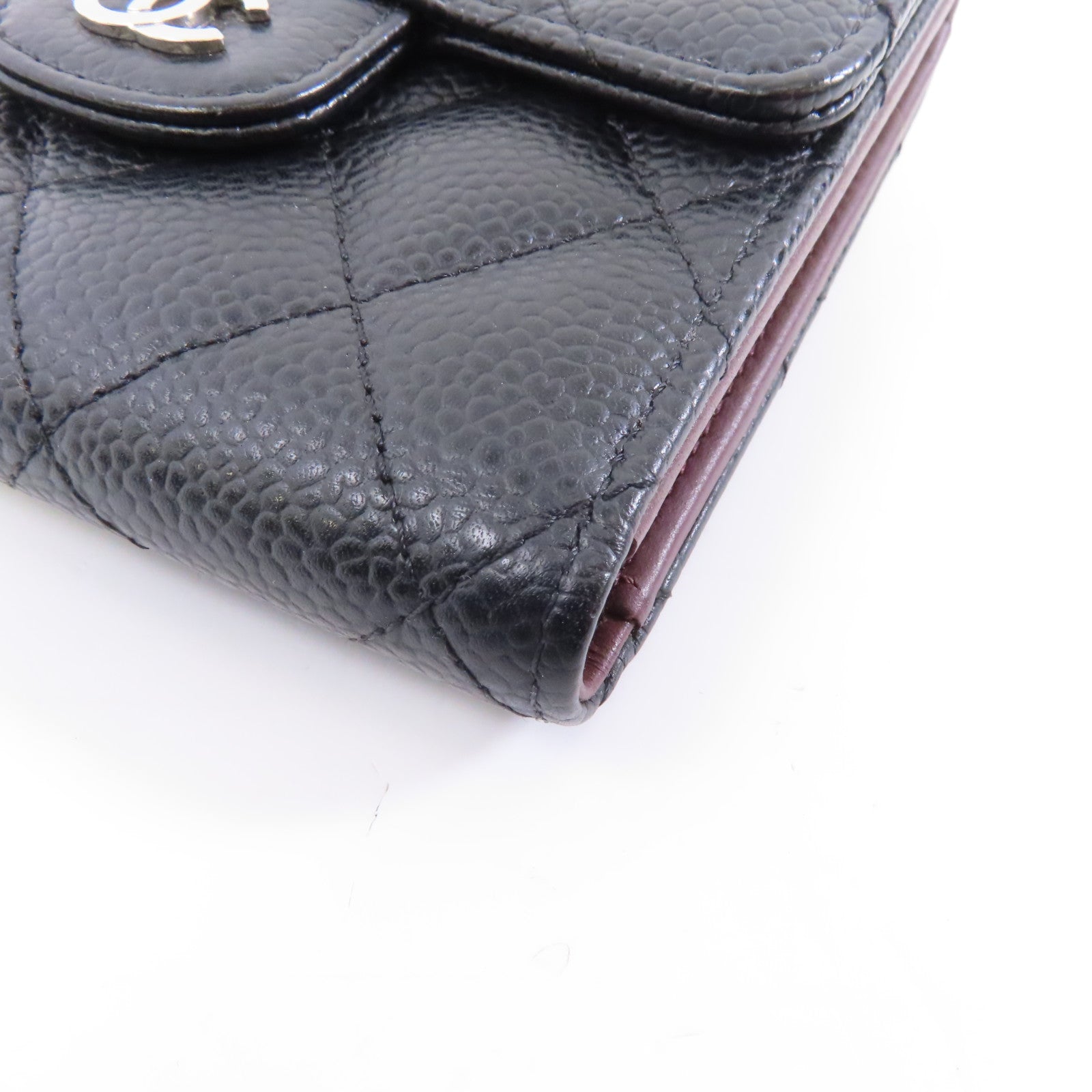 CHANEL 菱格Caviar皮革Classic Wallet銀扣錢包黑色