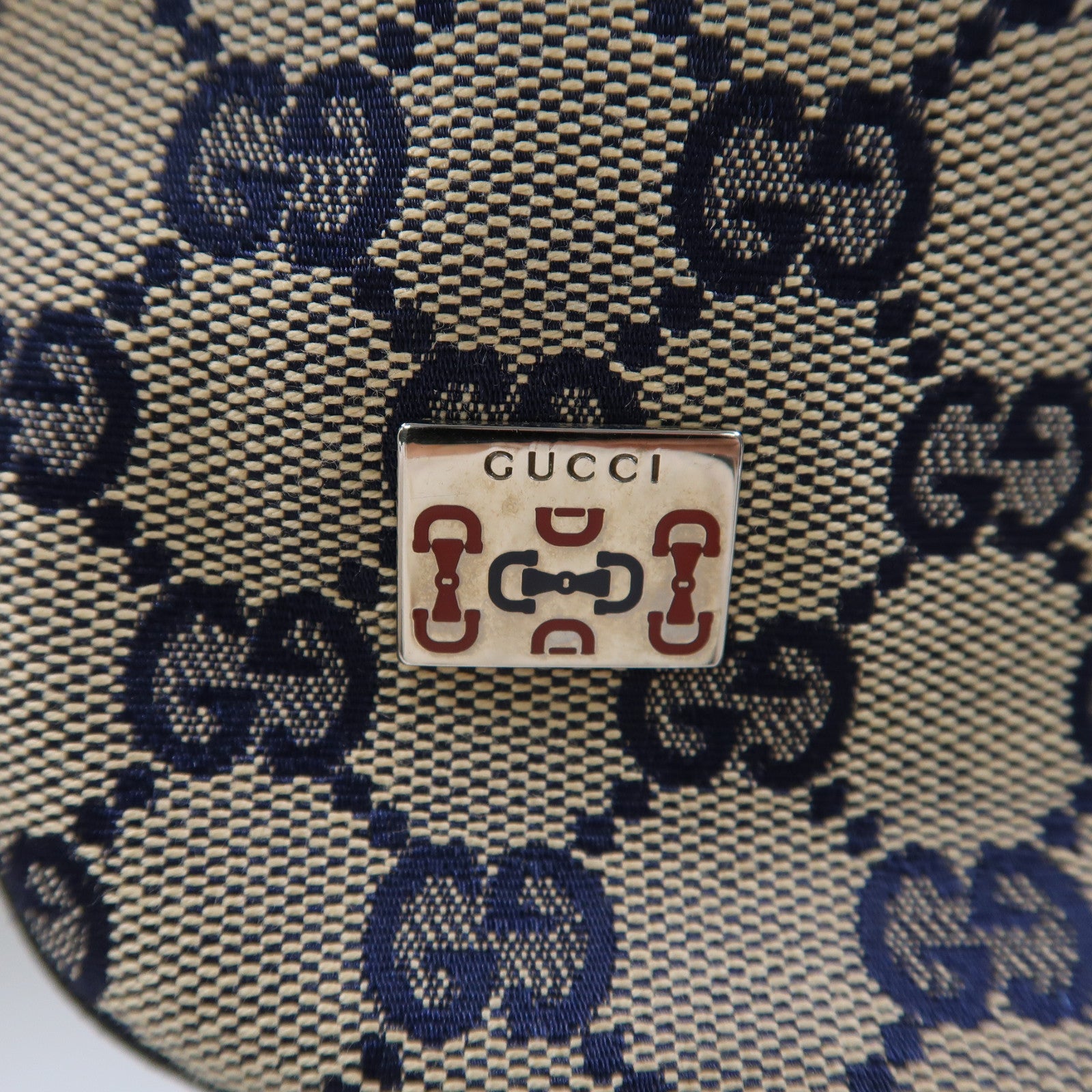 GUCCI 帆布Shoulder Bag銀扣肩背袋藍色