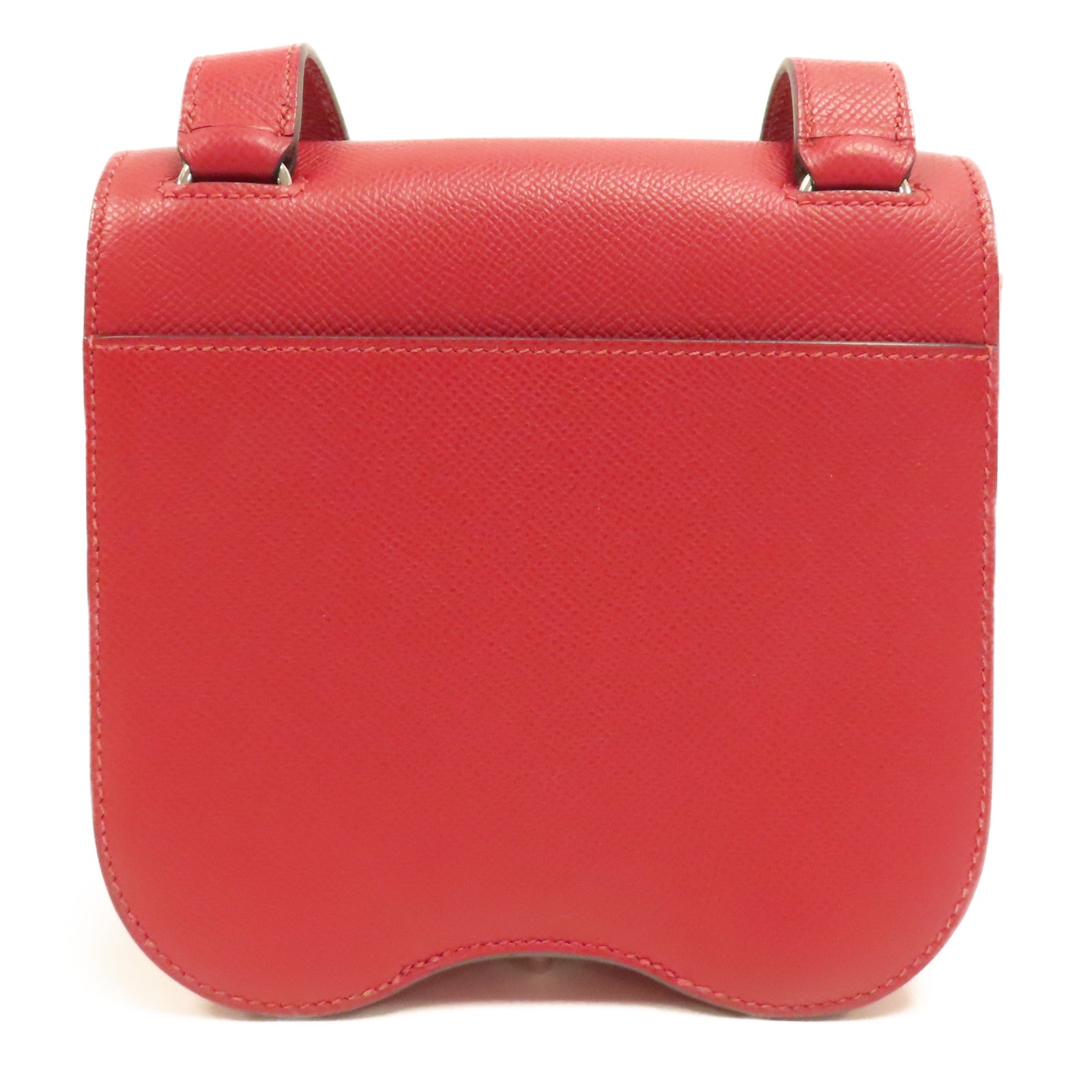 HERMES 【激減優惠】Epsom皮革Della Cavalleria Mini Bag銀扣肩背袋K1 Rouge Grenat石榴紅色