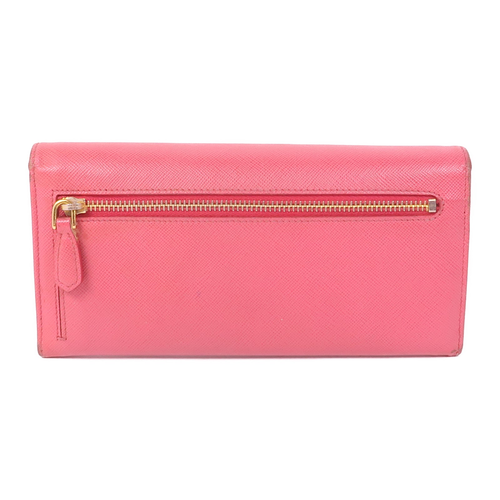 PRADA GHW Long Button Wallet 1M1132 Saffiano Leather Pink