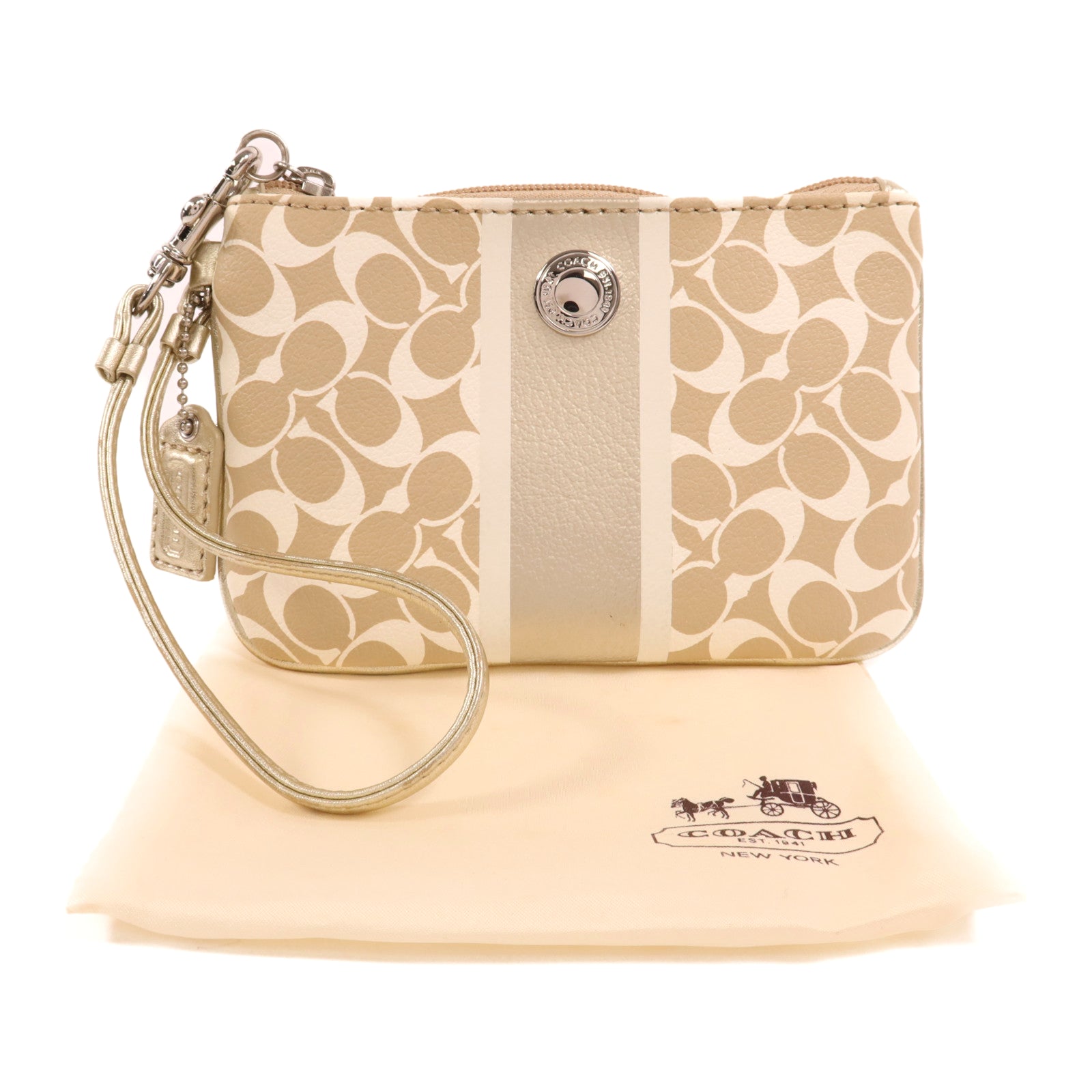 COACH 塗層帆布Pouch銀扣手拿包