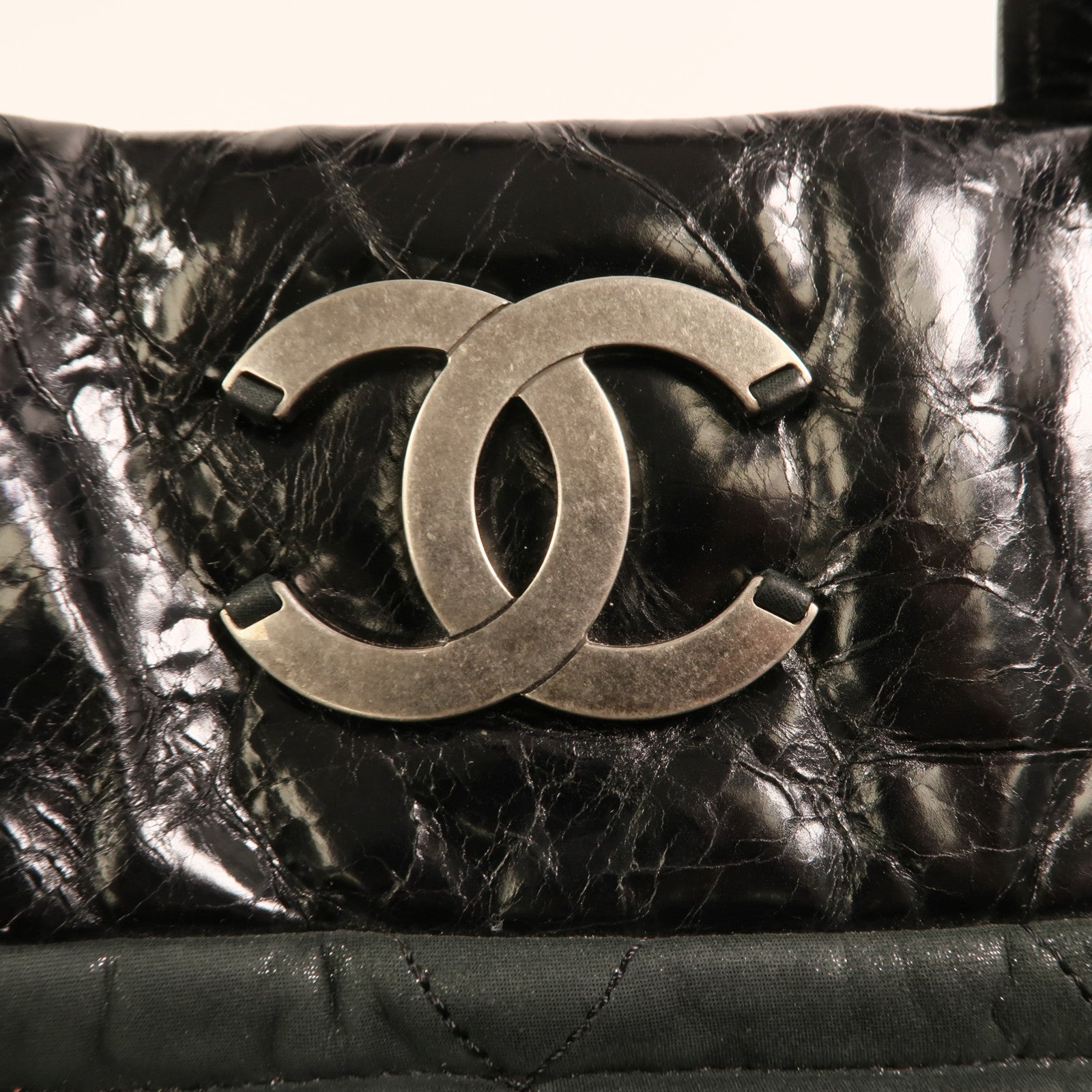 CHANEL 牛皮皮革In The Mix銀扣鏈帶手挽肩背兩用袋