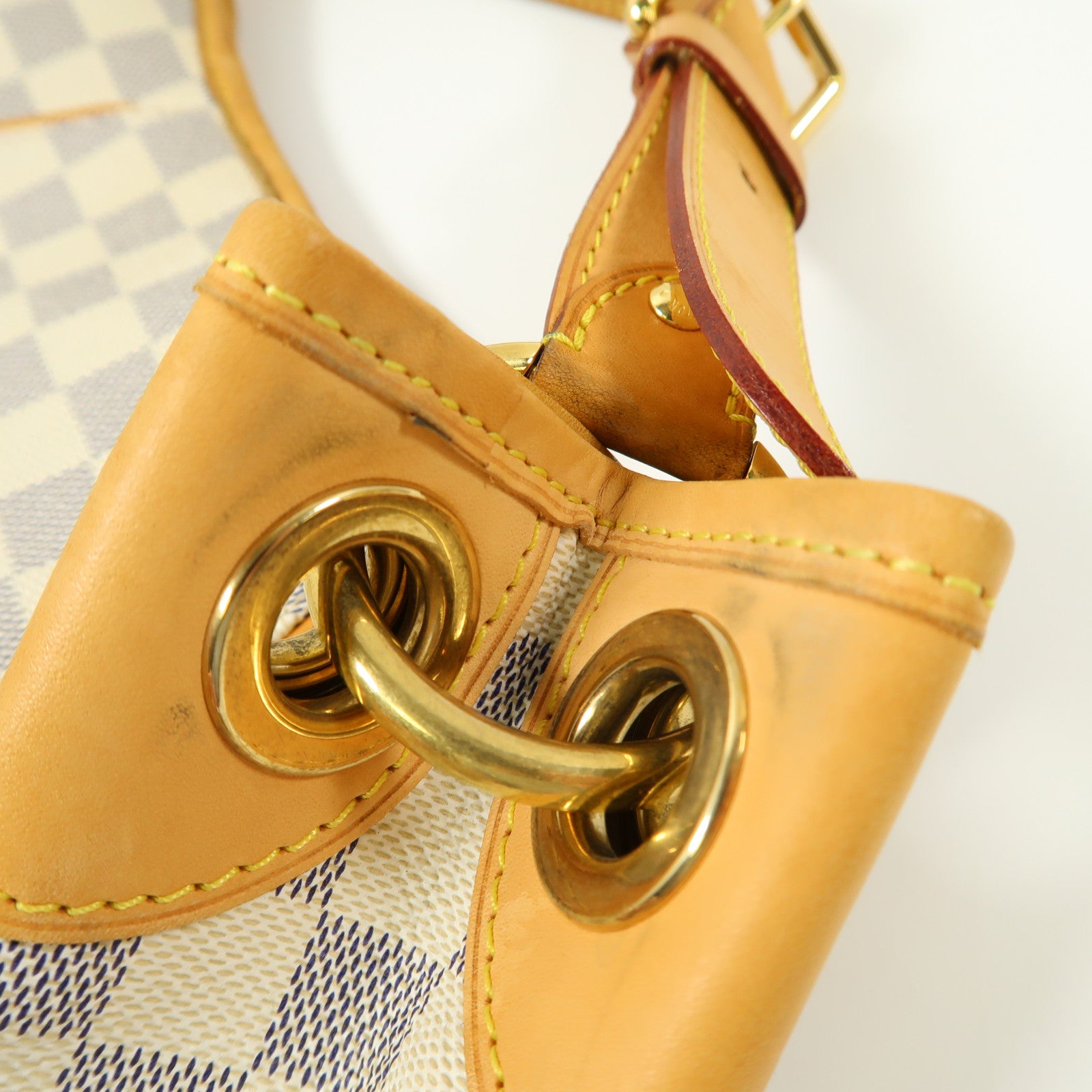 LOUIS VUITTON Damier Azur Galliera PM金扣肩背袋白色