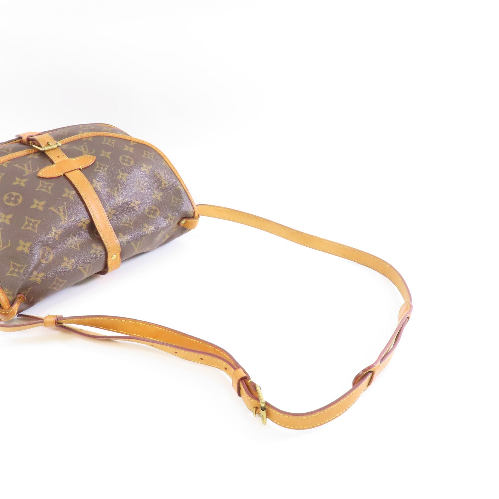 LOUIS VUITTON Monogram Saumur 30金扣肩背袋棕色