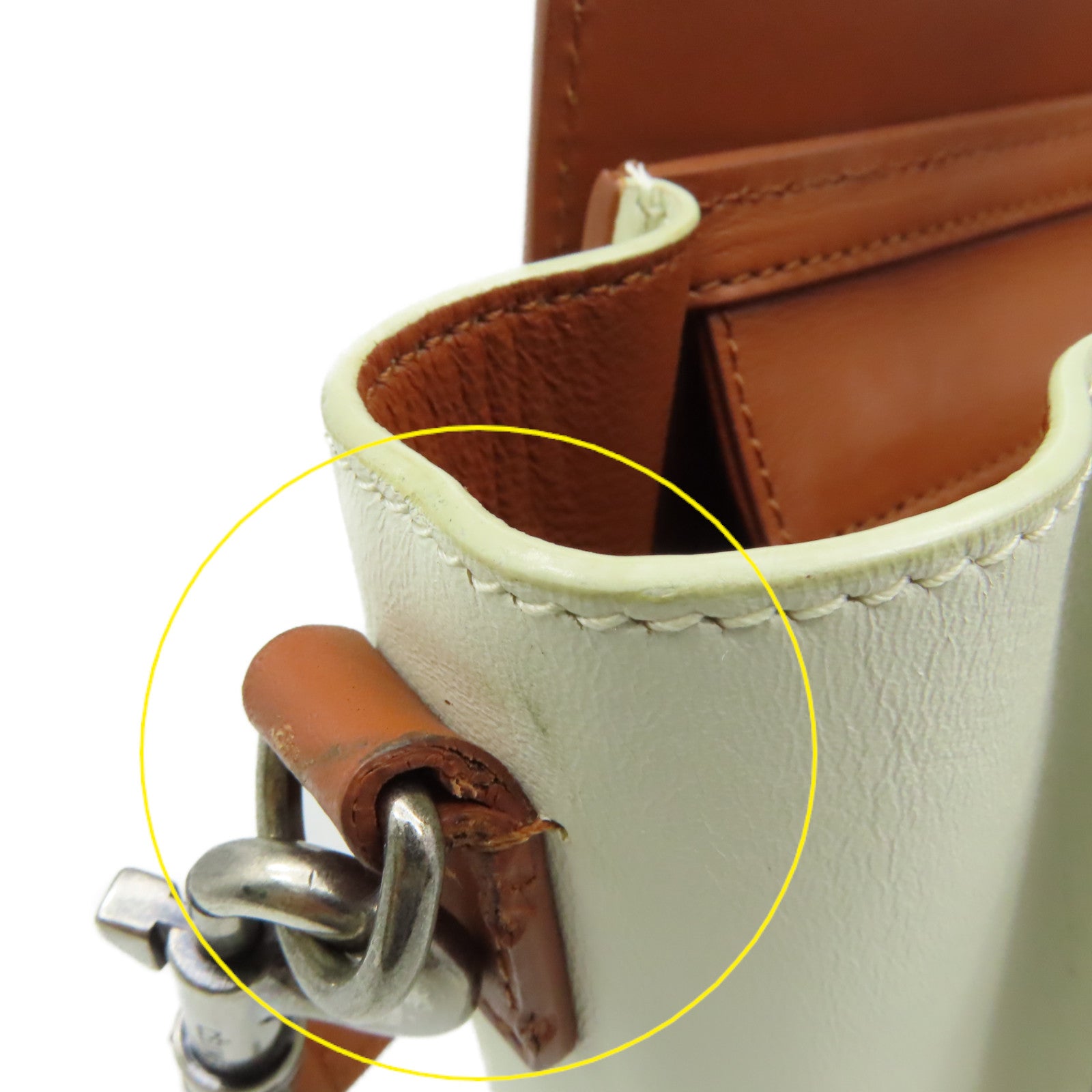 CELINE 牛皮皮革Nano Luggage 2Way Shoulder Bag手挽肩背兩用袋米白色/啡色