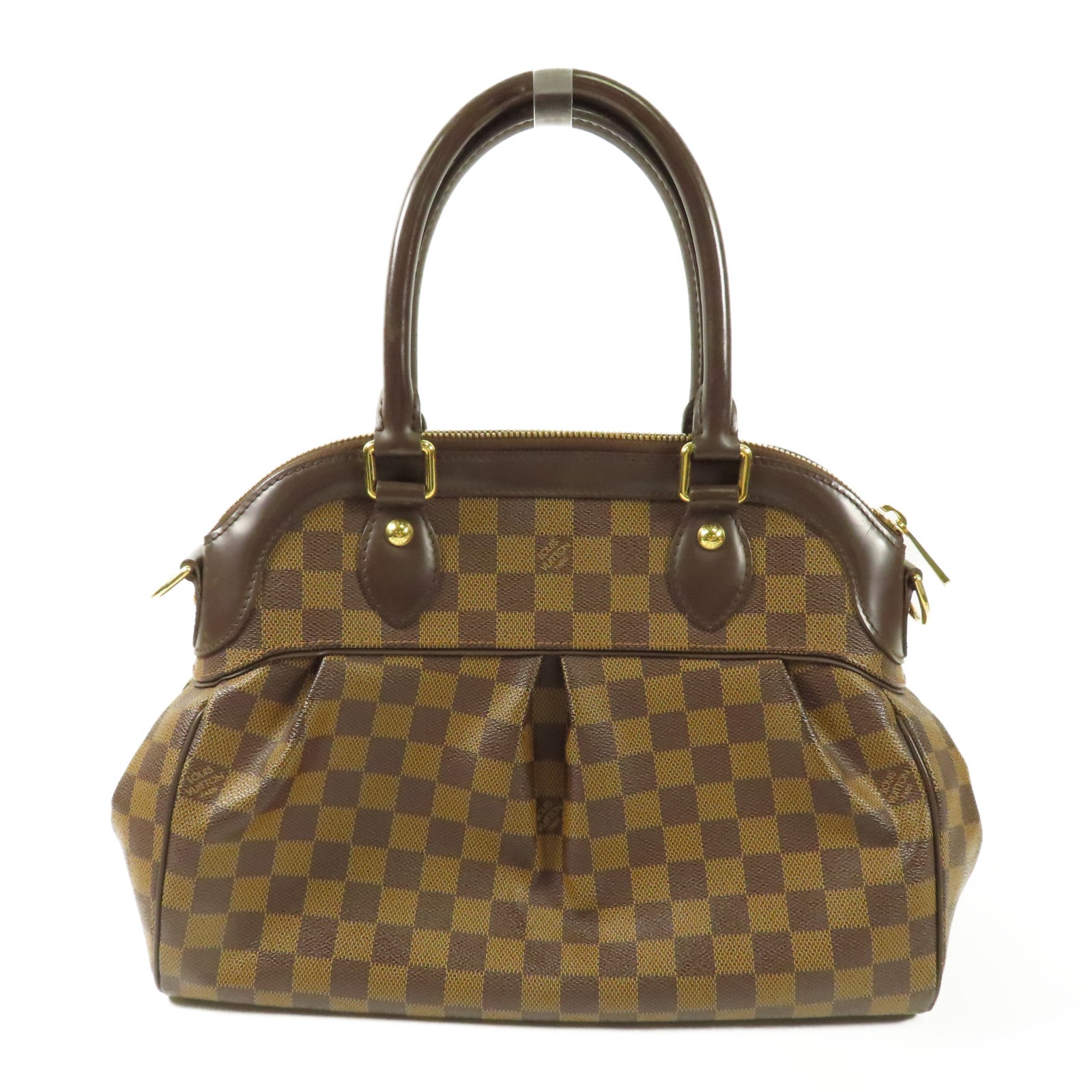 LOUIS VUITTON Damier Trevi金扣手挽肩背兩用袋