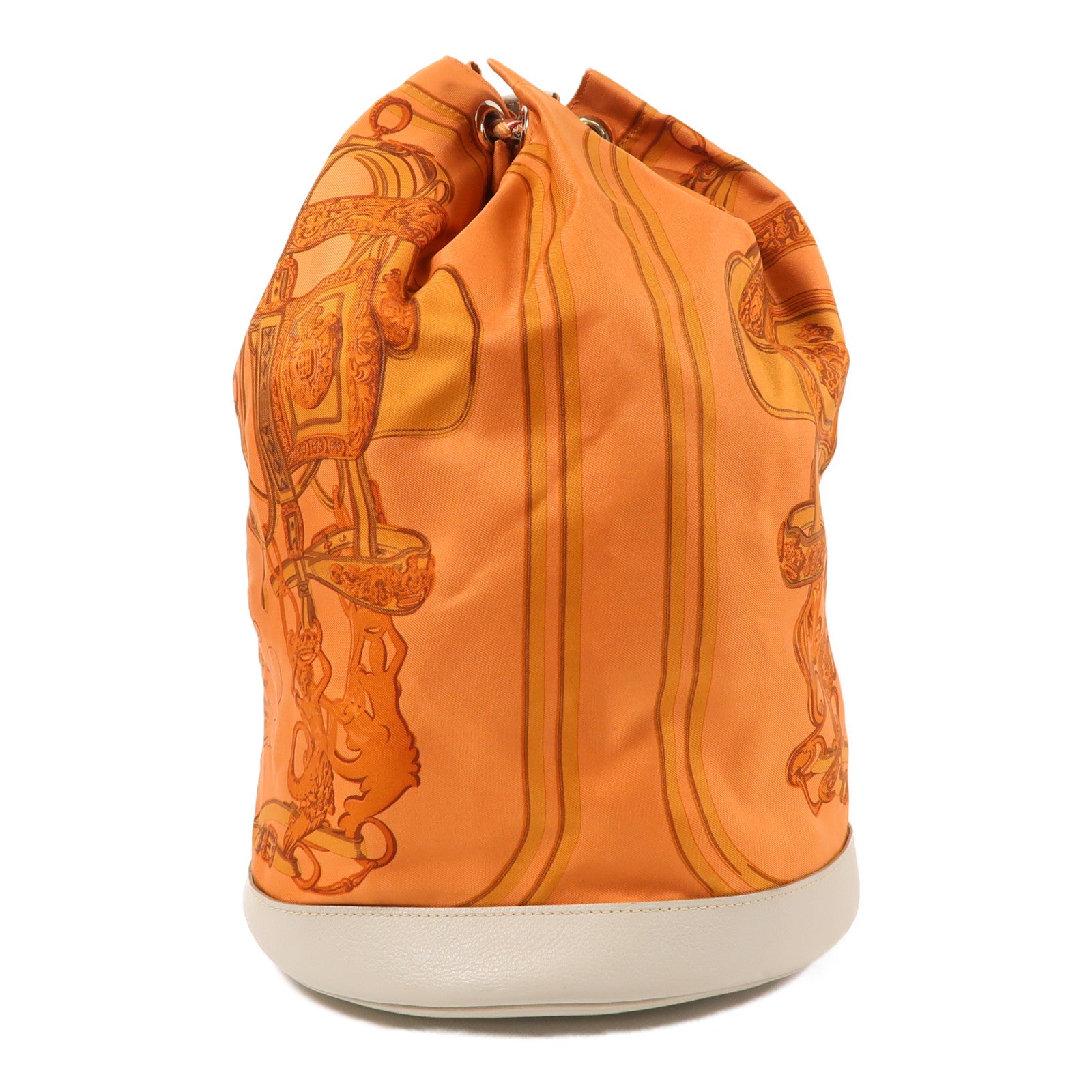 HERMES 絲質Soie Cool銀扣背包橙色