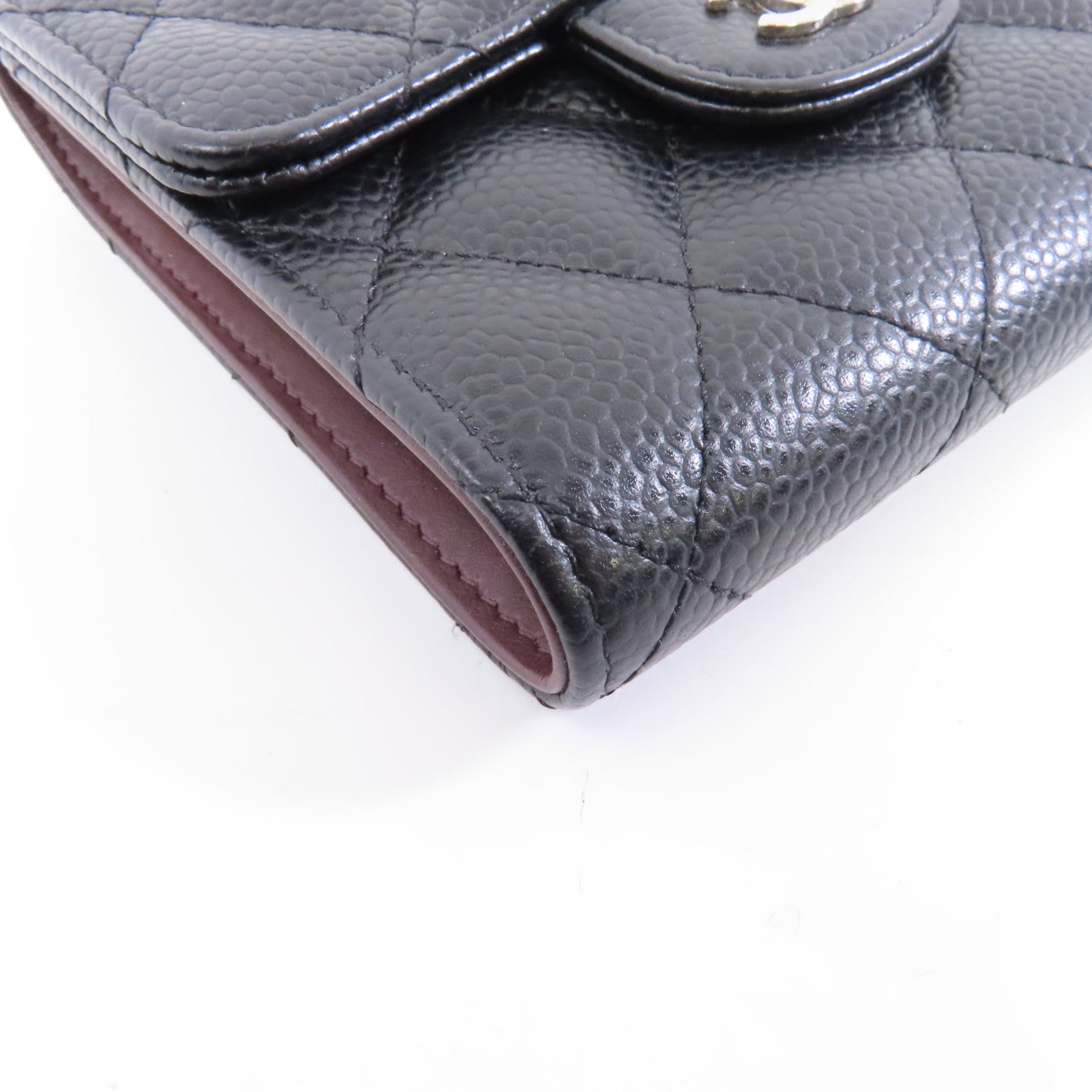 CHANEL 菱格Caviar皮革Classic Wallet銀扣錢包黑色