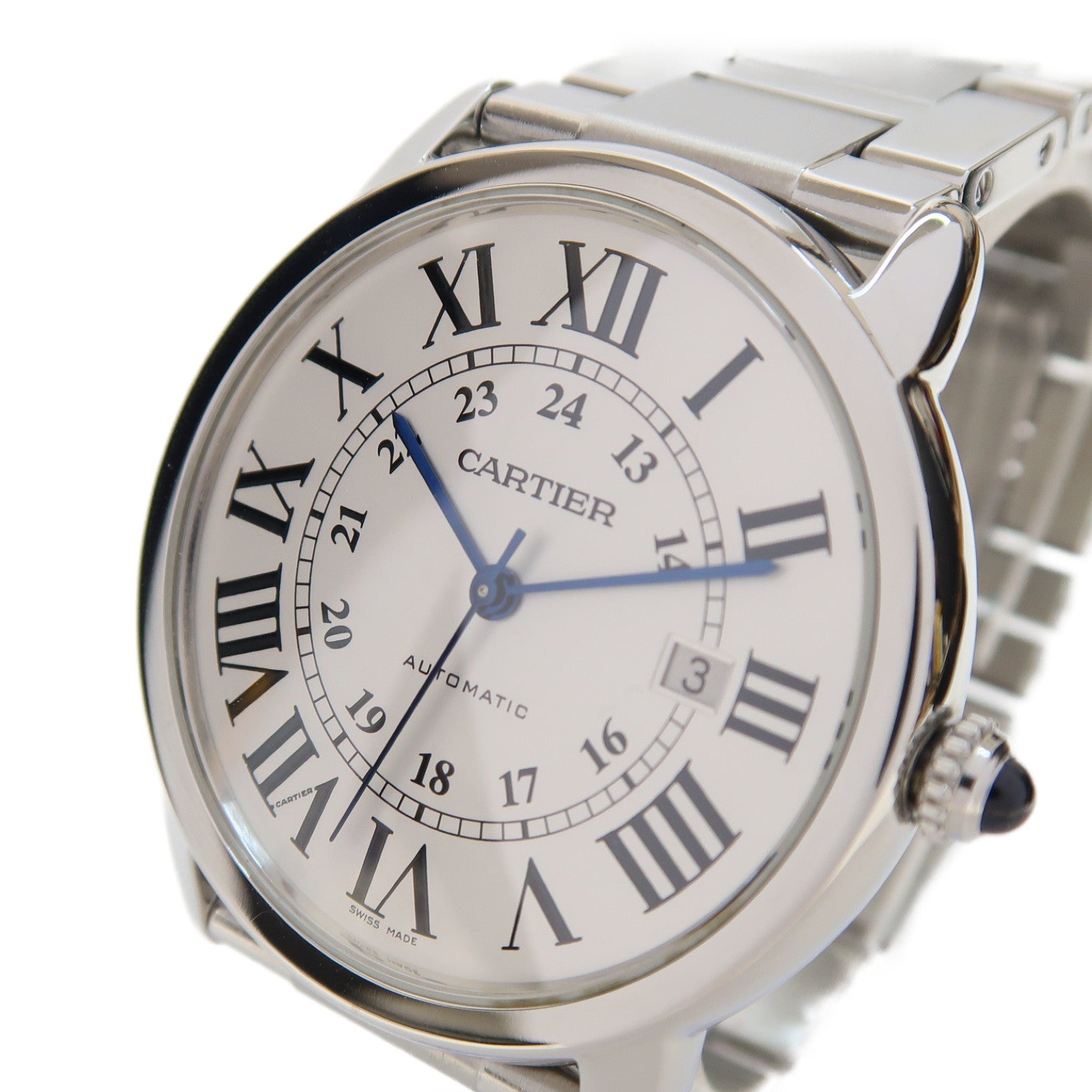 CARTIER Ronde Solo不鏽鋼手錶自動機芯白色