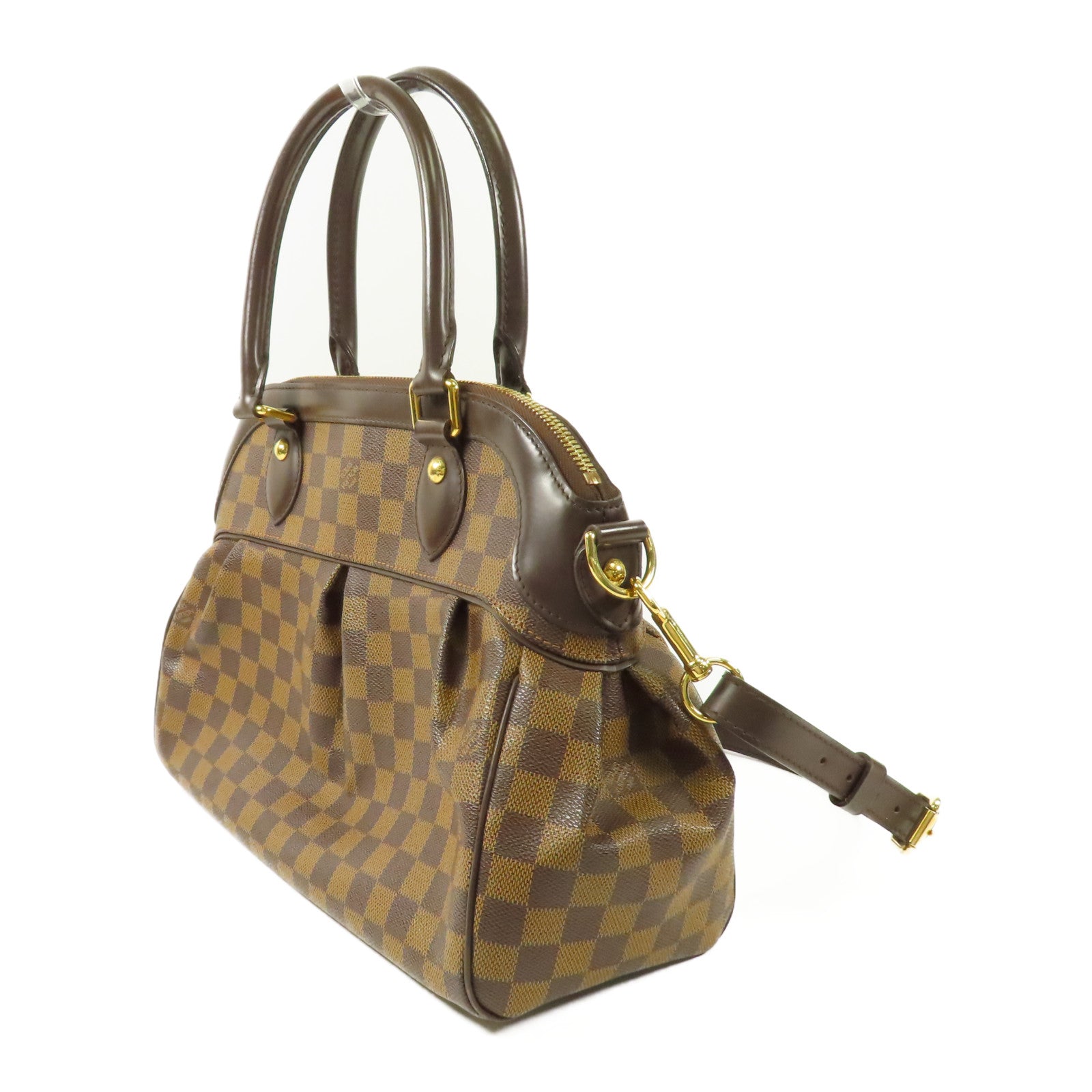 LOUIS VUITTON Damier Trevi金扣手挽肩背兩用袋