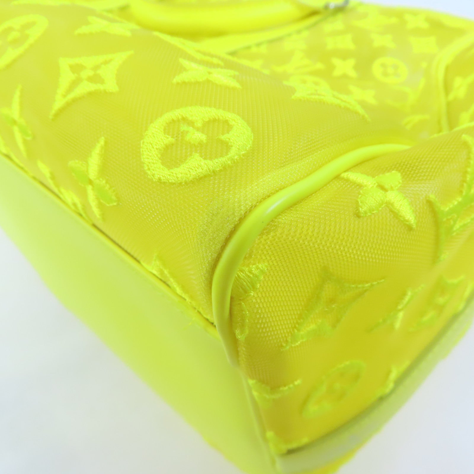LOUIS VUITTON 尼龍Keepall Bandouliere 50銀扣波士頓包黃色