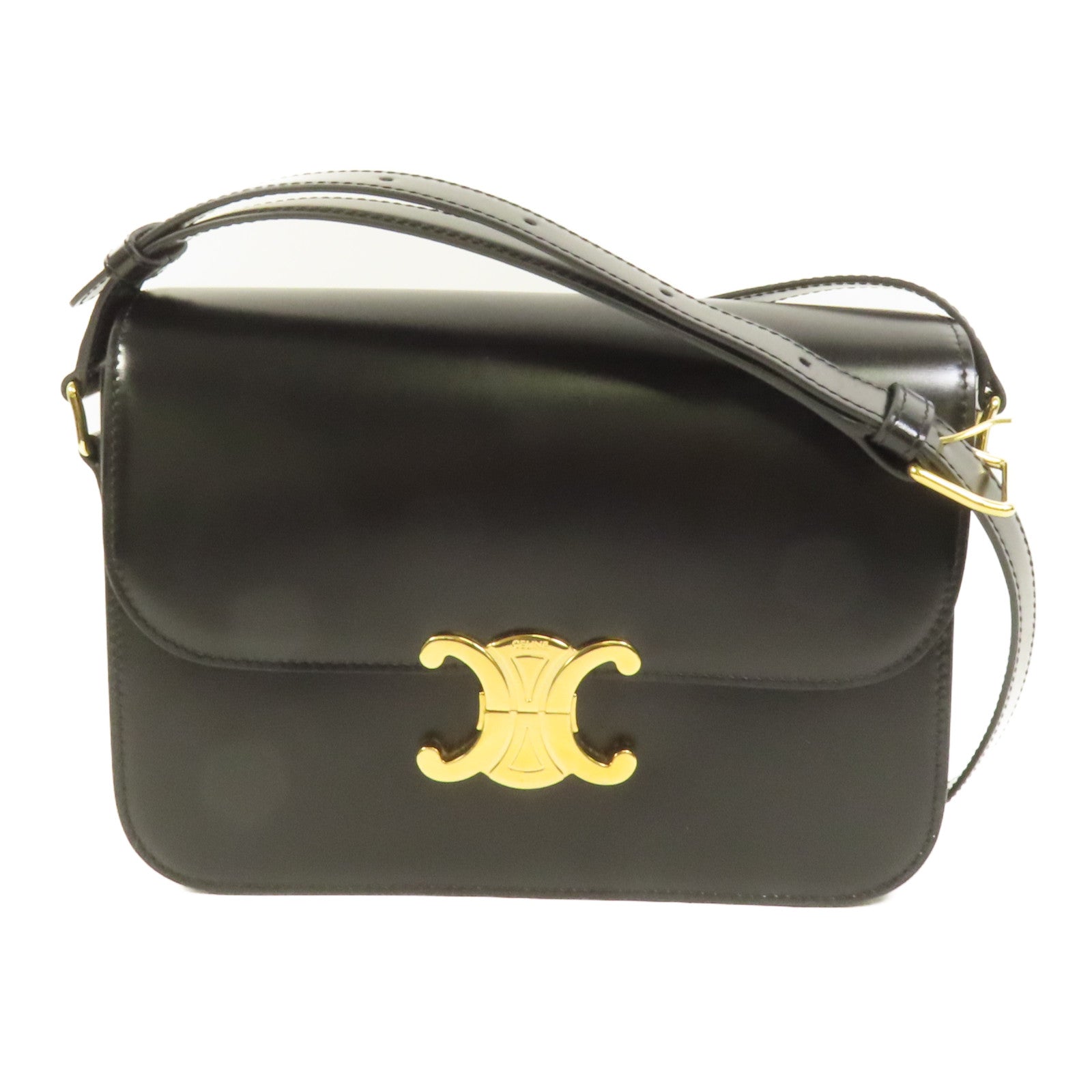 CELINE 牛皮皮革Classique Triomphe金扣肩背袋