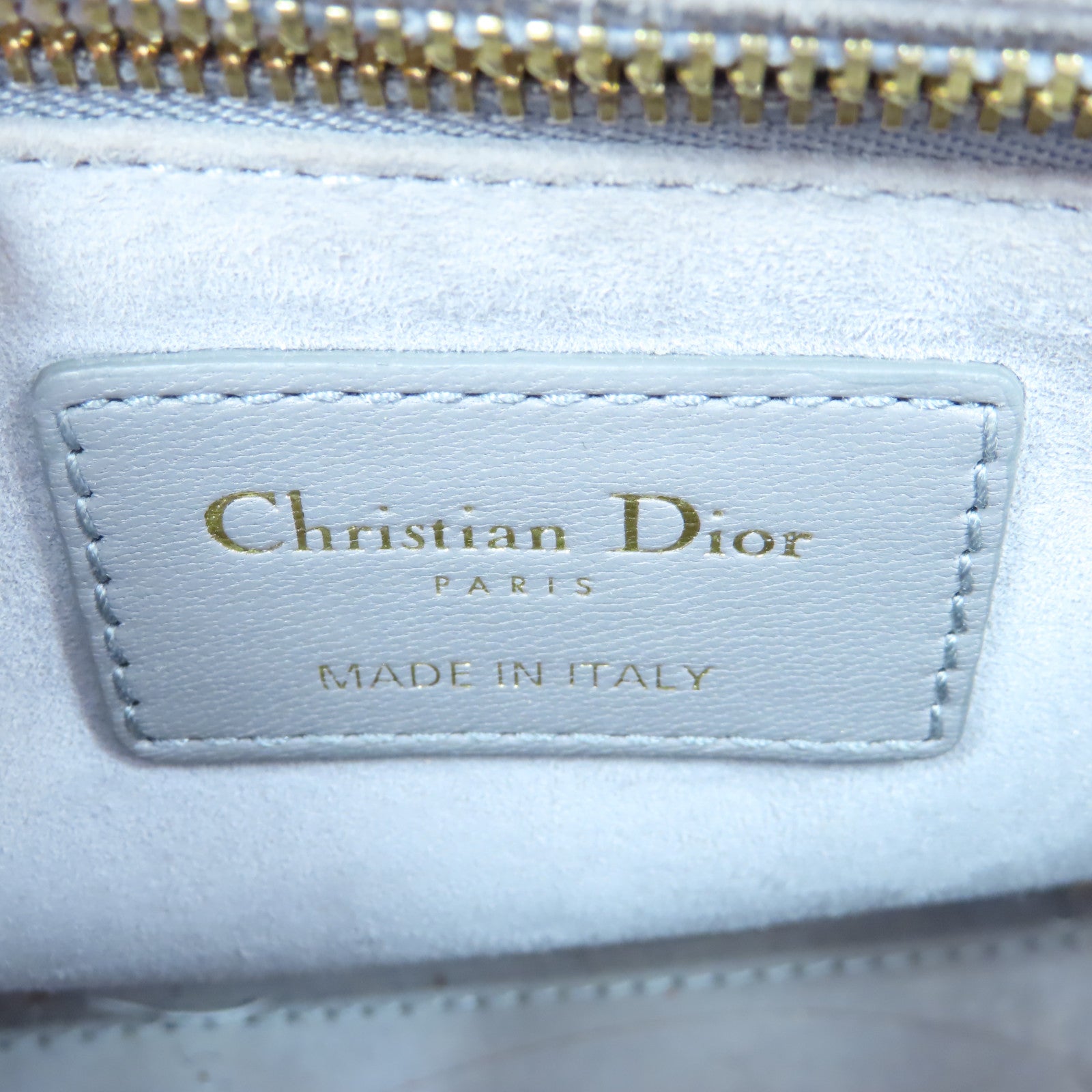 Dior 皮革Lady Dior My ABC Dior金扣手挽肩背兩用袋灰色