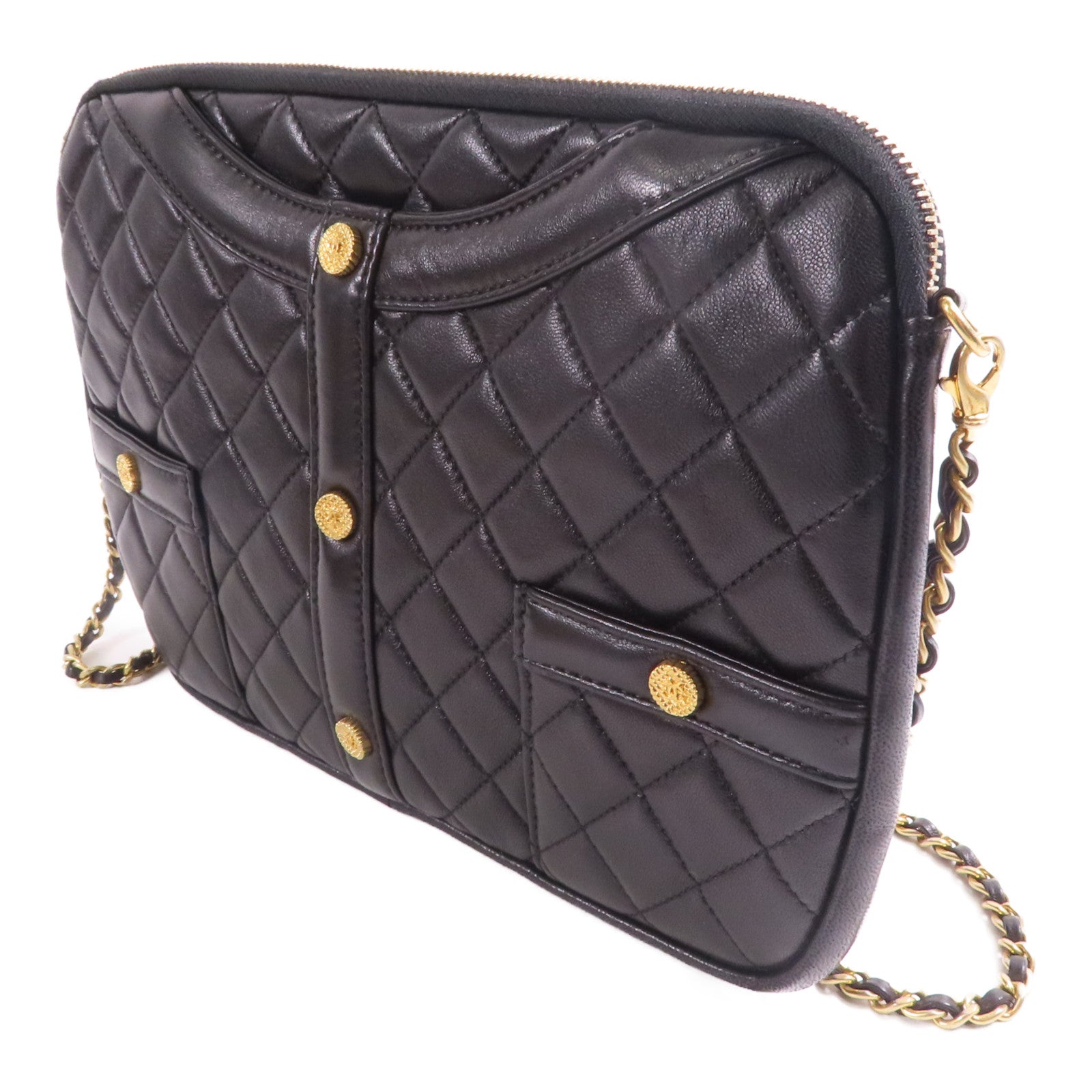CHANEL 羊皮皮革Chain Shoulder Bag金扣肩背袋