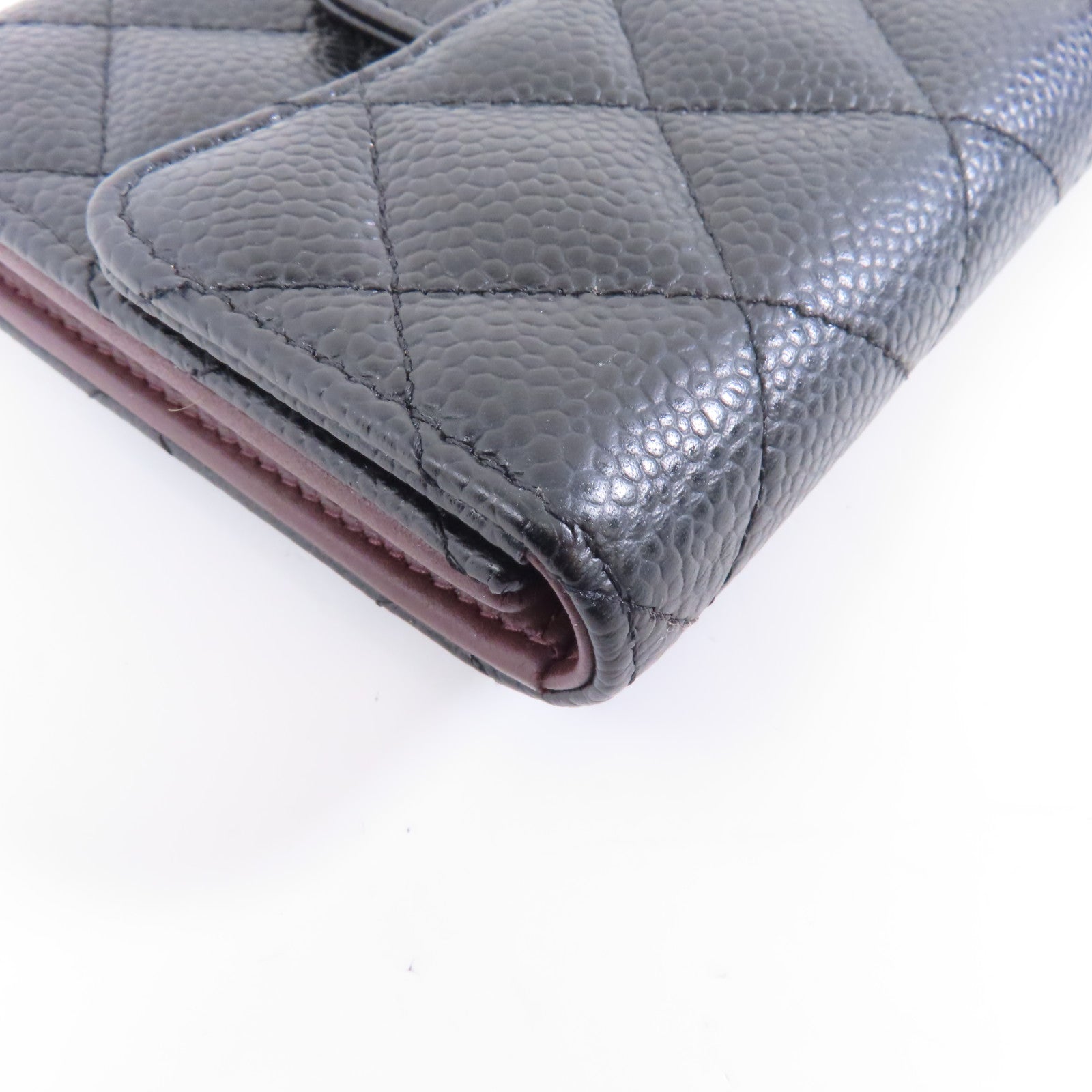 CHANEL 菱格Caviar皮革Classic Wallet銀扣錢包黑色