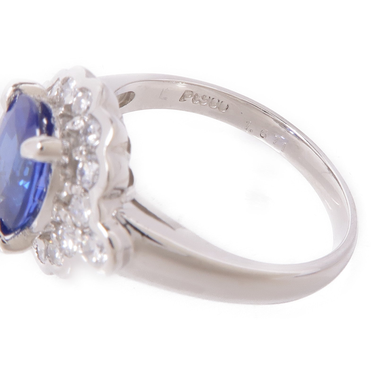 JEWELRY PT900鉑金Sapphire/Diamond Ring藍寶石/鑽石戒指US#6