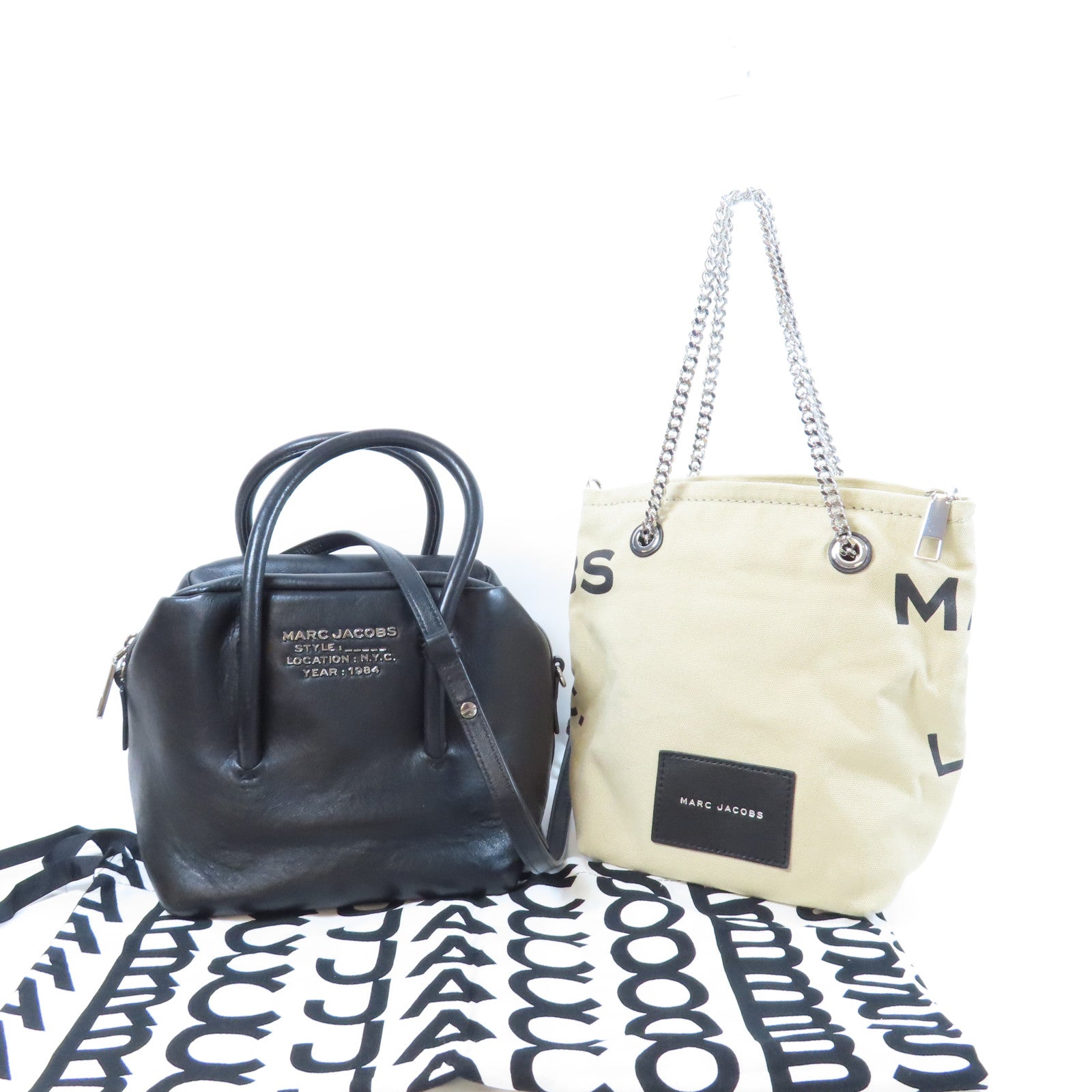 MARC JACOBS 【激減優惠】牛皮皮革2 Way Shoulder Bag銀扣手挽肩背兩用袋黑色