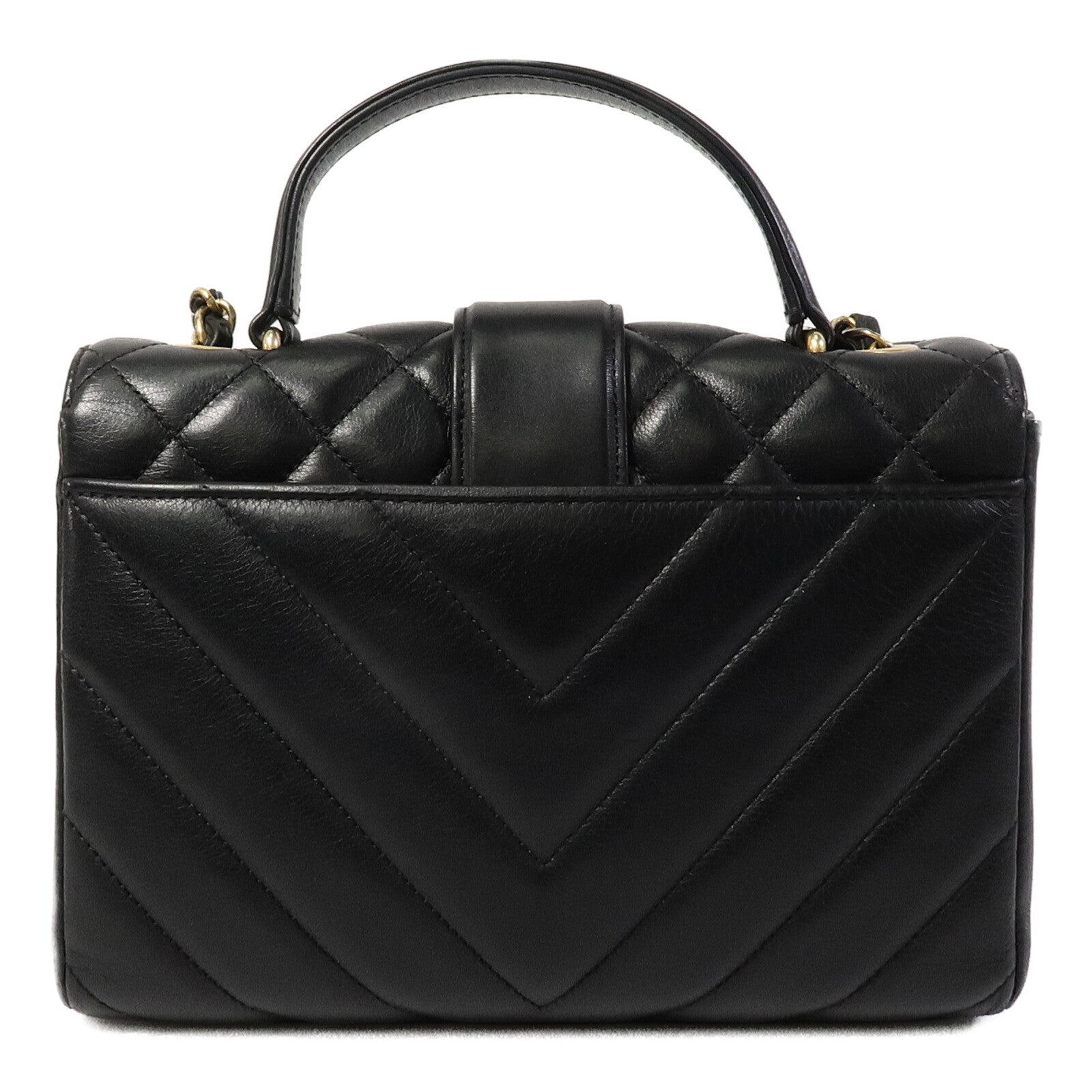 CHANEL 牛皮皮革Top Handle Flap鏈帶手挽肩背兩用袋