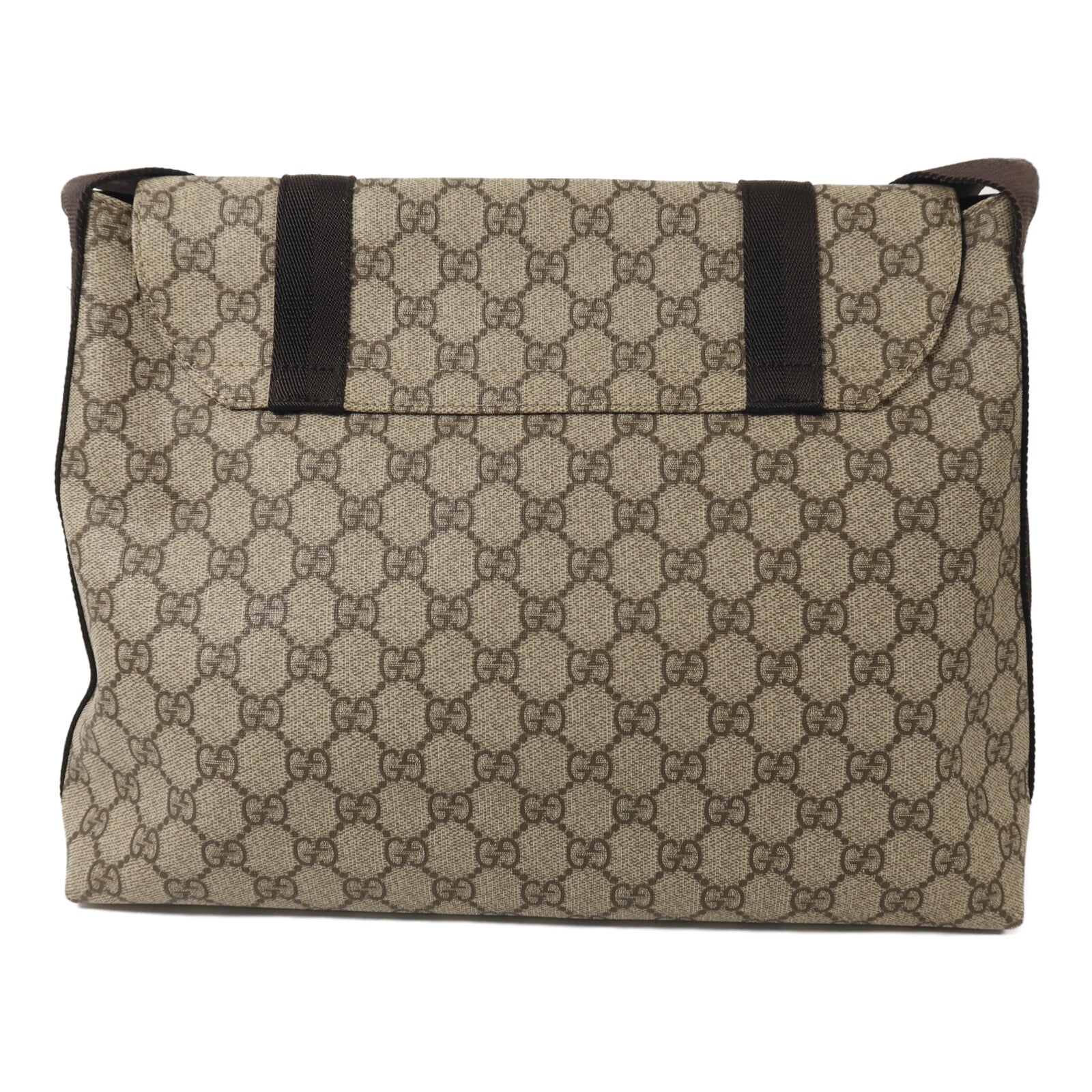 GUCCI 塗層帆布GG Supreme銀扣肩背袋