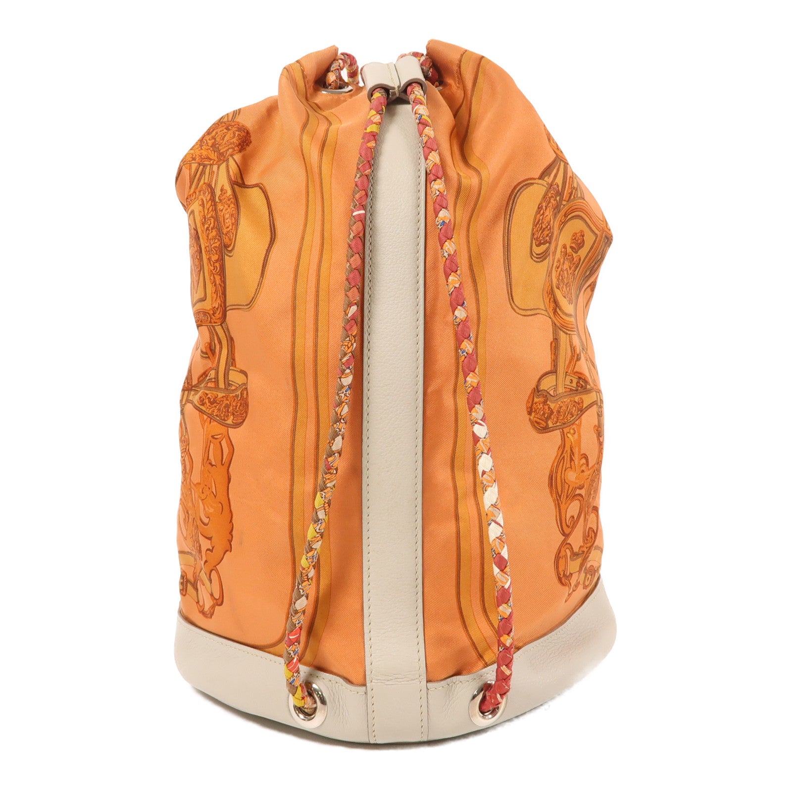 HERMES 絲質Soie Cool銀扣背包橙色
