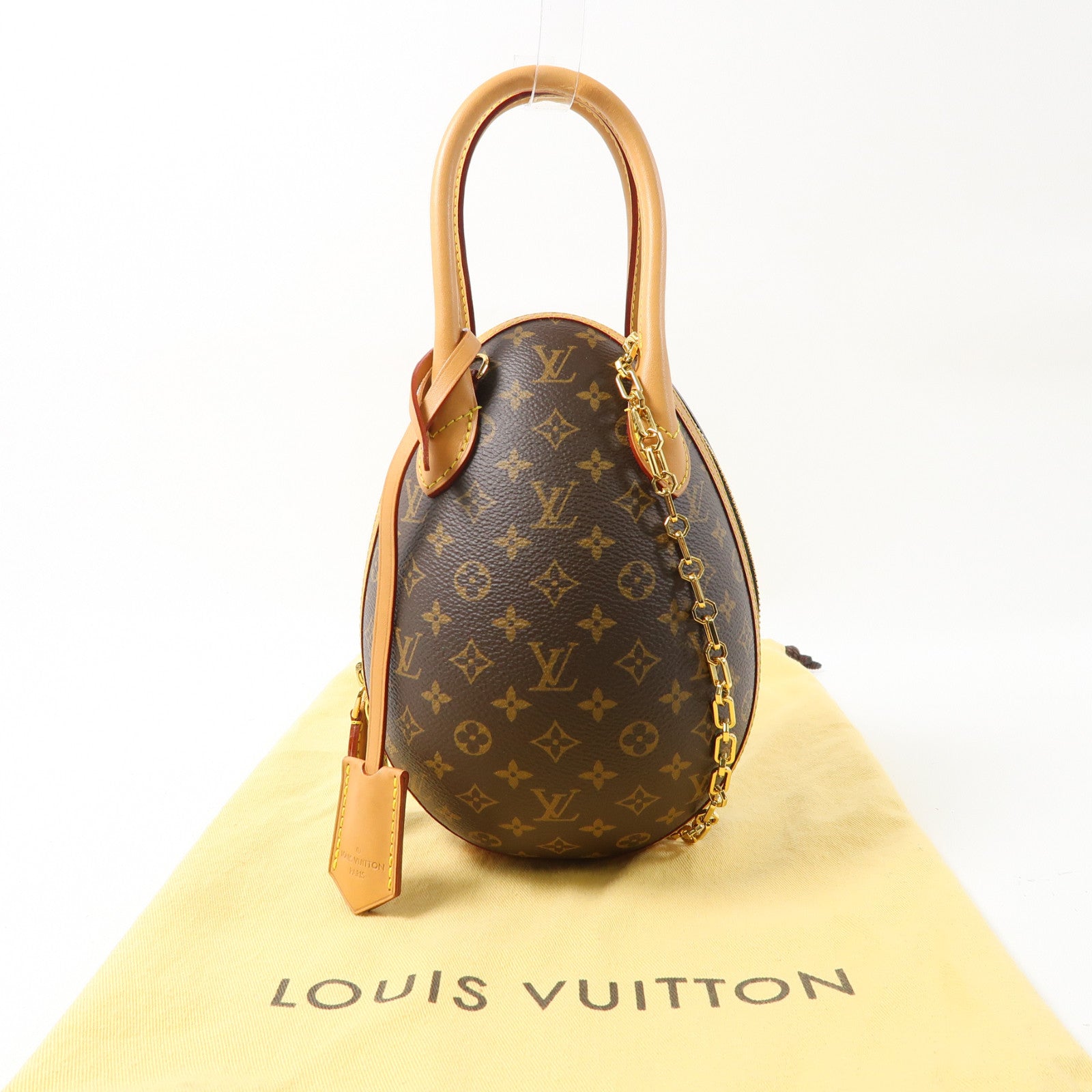 LOUIS VUITTON Monogram Egg Souple金扣手挽肩背兩用袋棕色/黑色