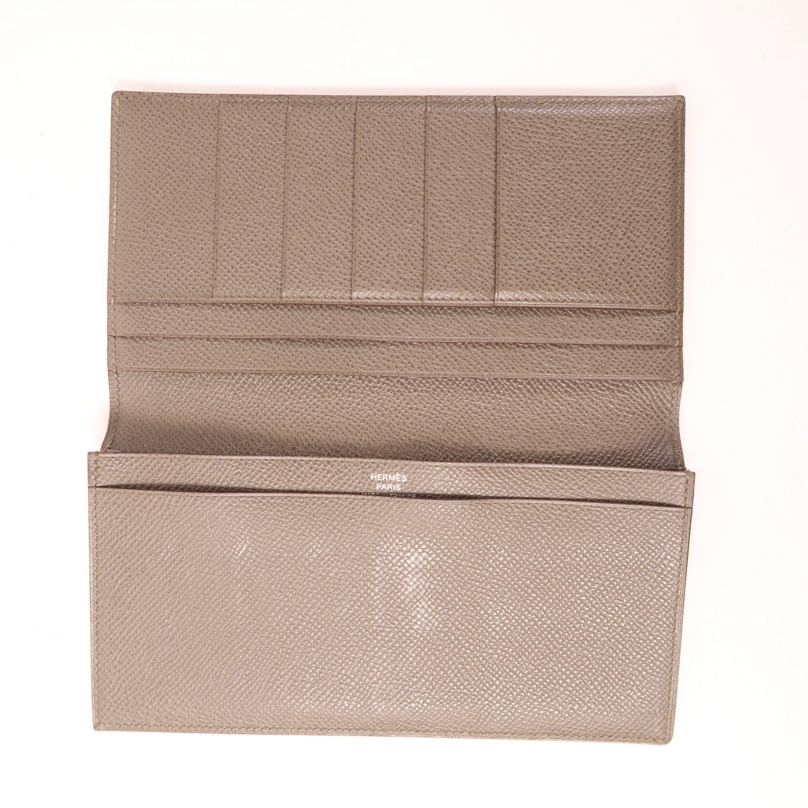 HERMES Epsom皮革Fleming Long Wallet長錢包Etoupe大象灰