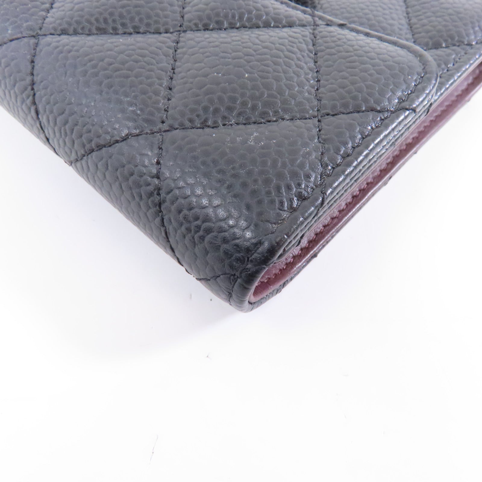 CHANEL 菱格Caviar皮革Classic Wallet銀扣錢包黑色