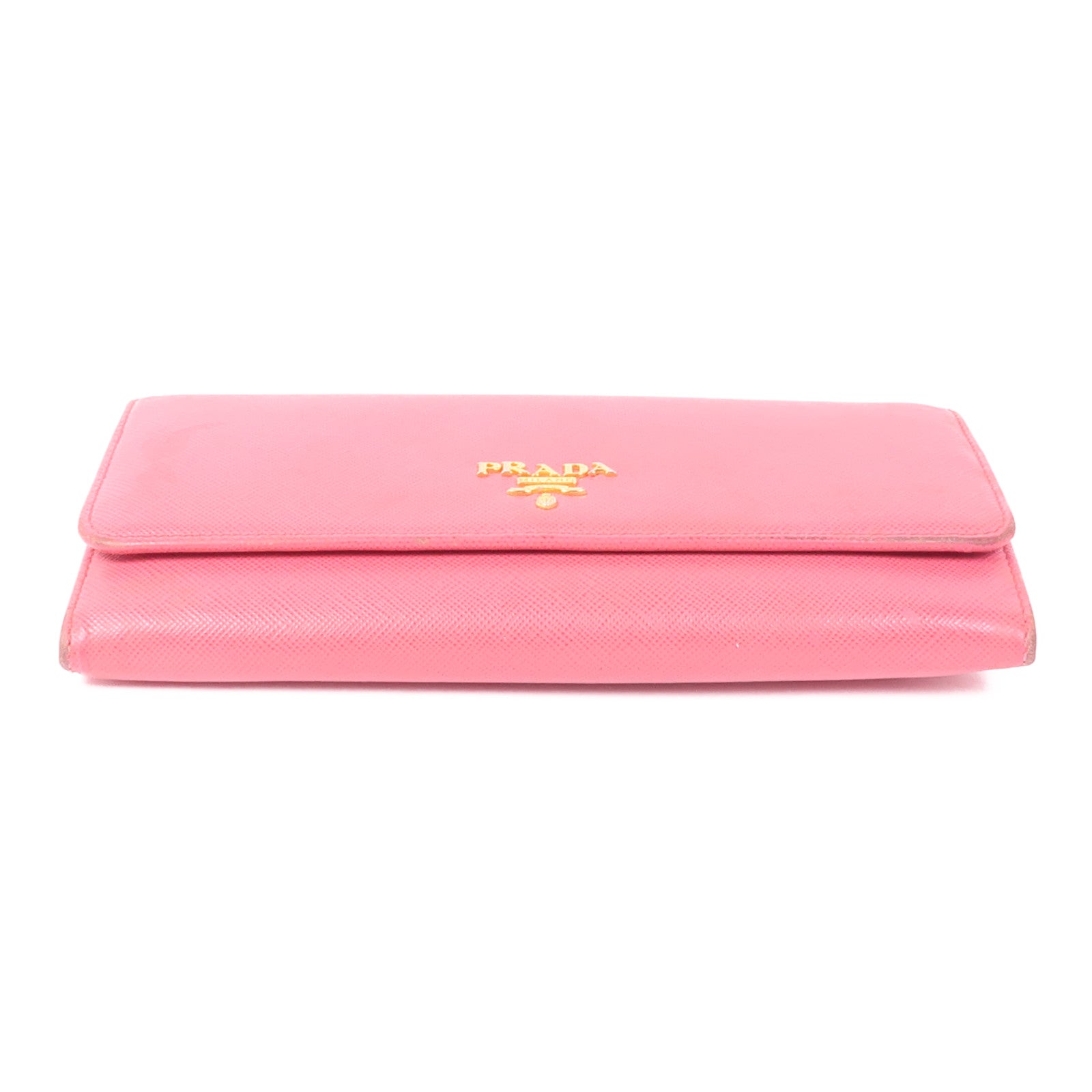 PRADA GHW Long Button Wallet 1M1132 Saffiano Leather Pink