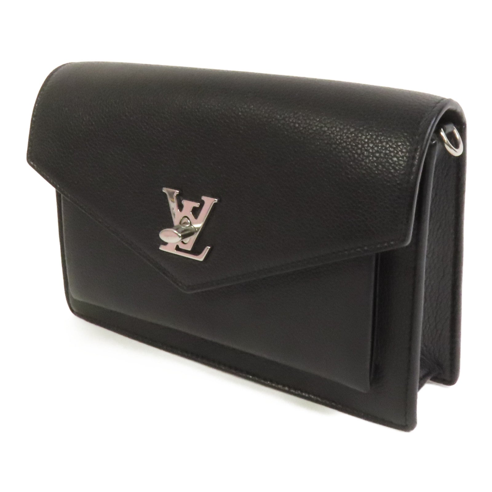 LOUIS VUITTON 牛皮皮革Mylockme銀扣鏈帶肩背袋