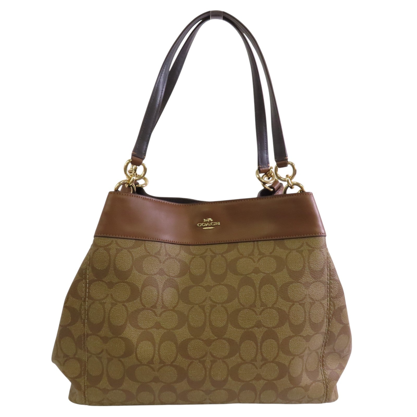 COACH 塗層帆布Shoulder Bag金扣肩背袋