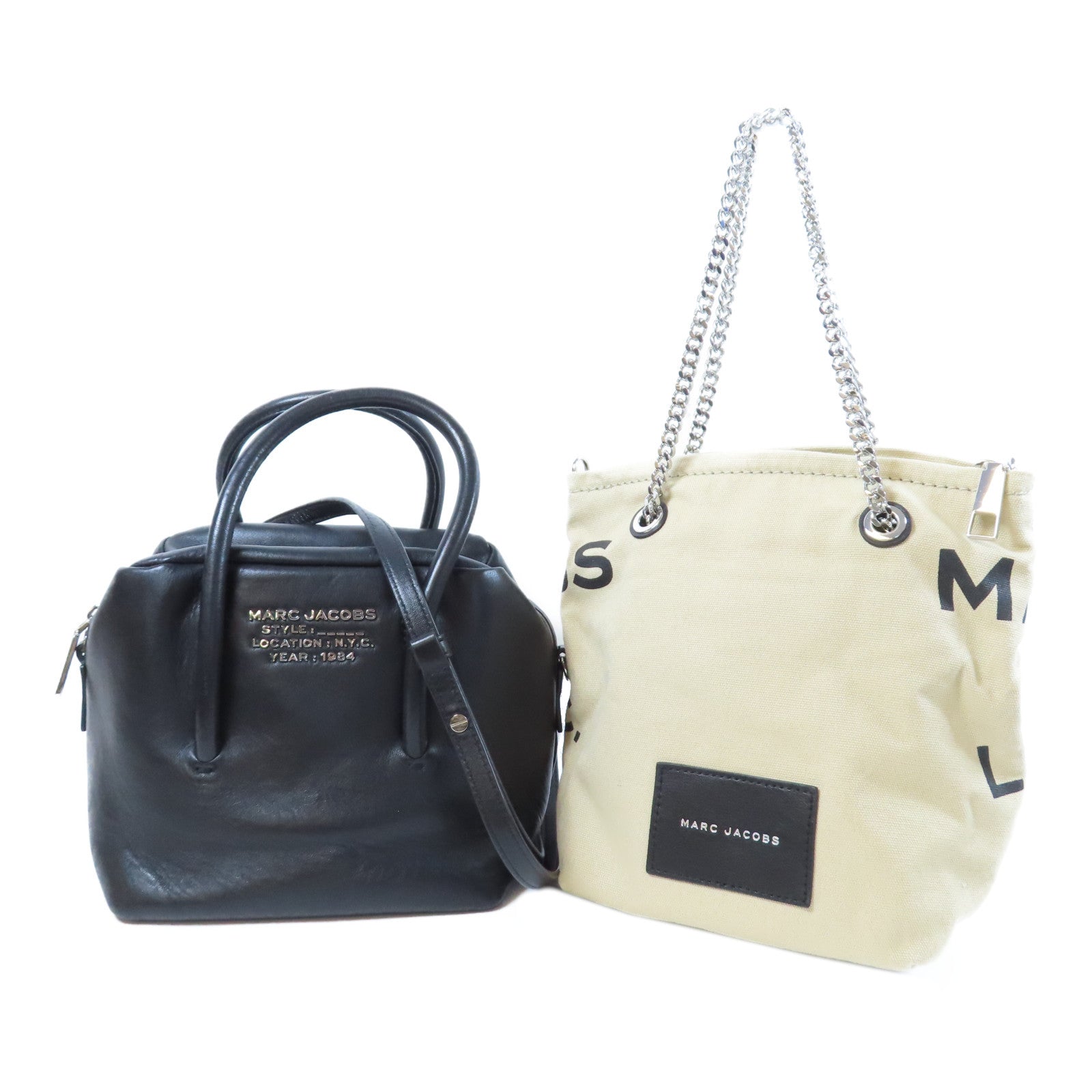 MARC JACOBS 【激減優惠】牛皮皮革2 Way Shoulder Bag銀扣手挽肩背兩用袋黑色