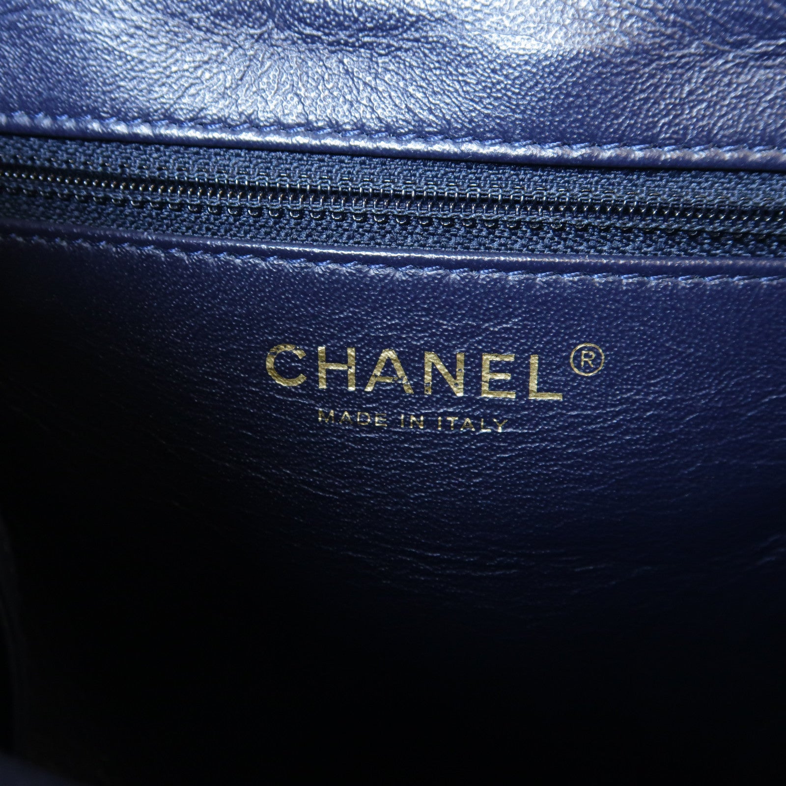 CHANEL 【激減優惠】菱格Caviar皮革Backpack金扣鏈帶背包藍色