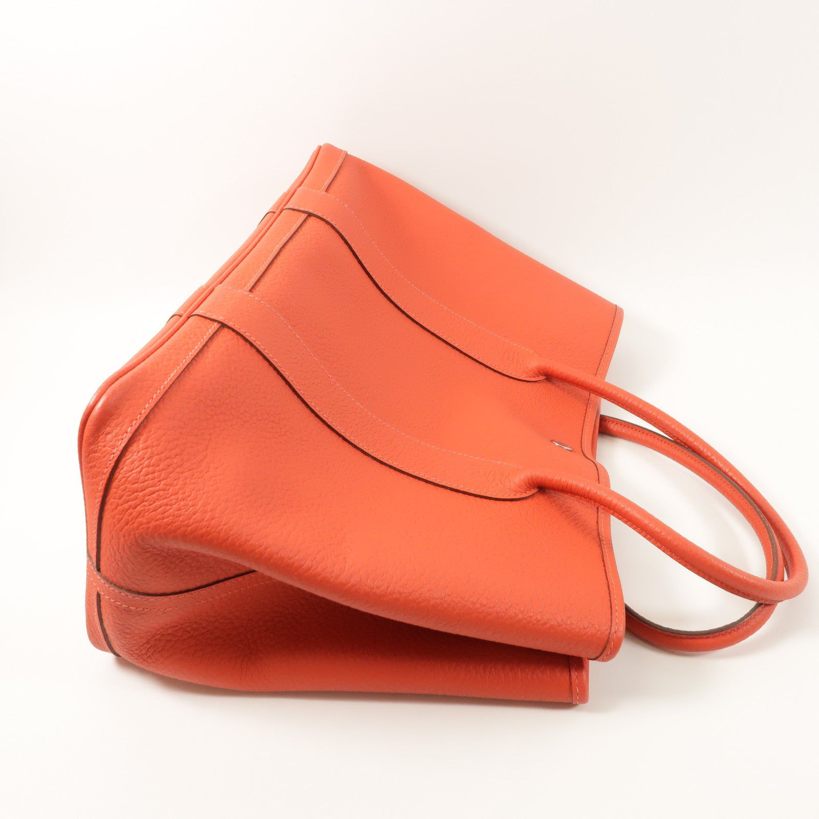 HERMES Negonda皮革Garden Party PM銀扣手挽袋Rouge Pivoine