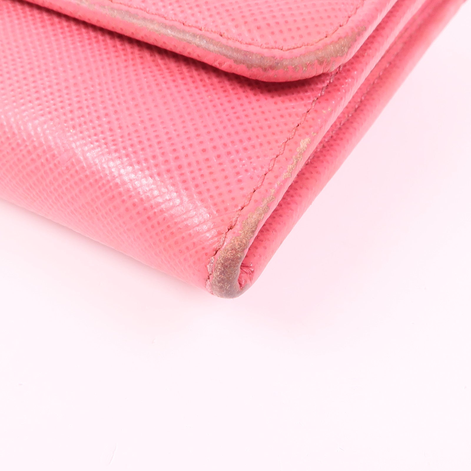 PRADA GHW Long Button Wallet 1M1132 Saffiano Leather Pink