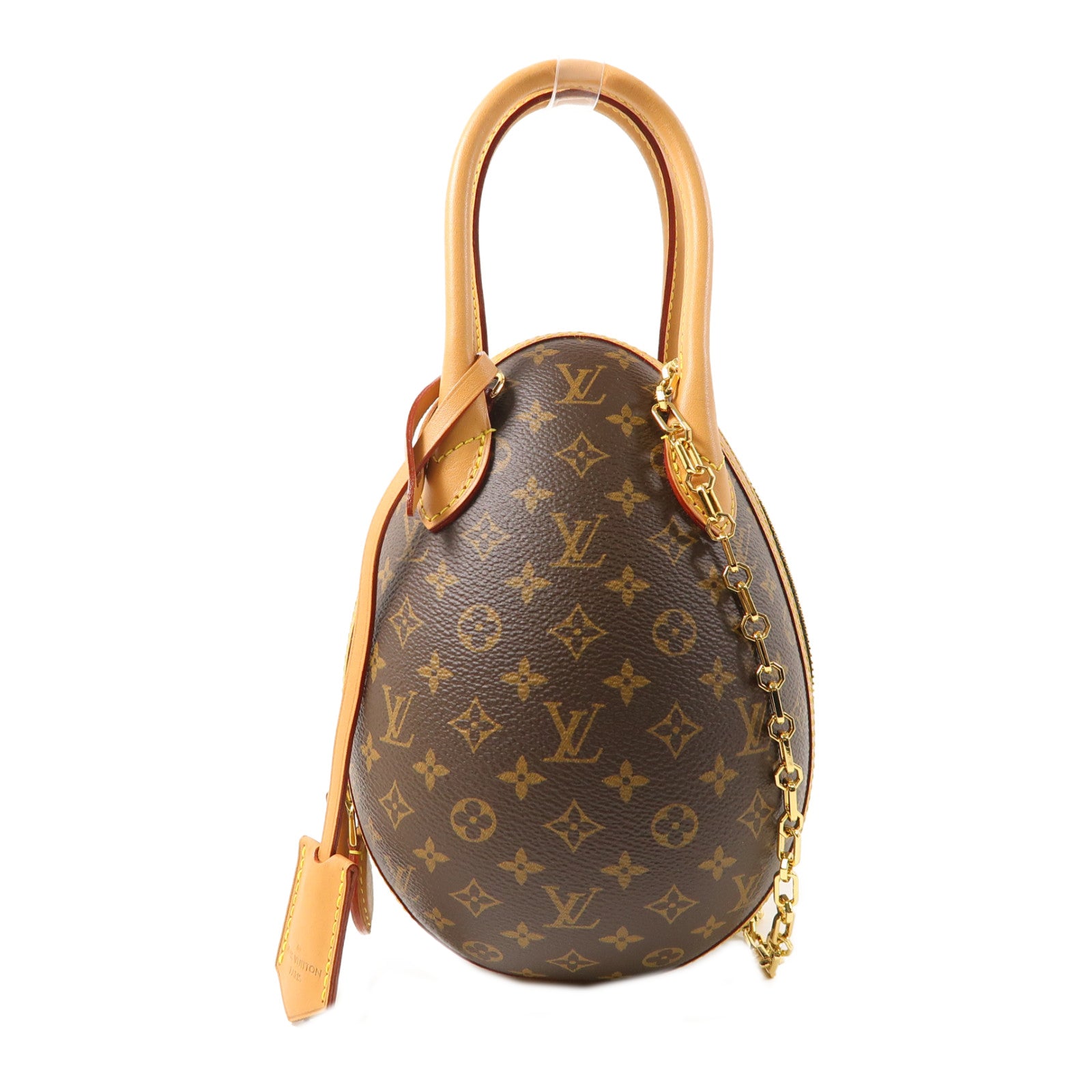 LOUIS VUITTON Monogram Egg Souple金扣手挽肩背兩用袋棕色/黑色