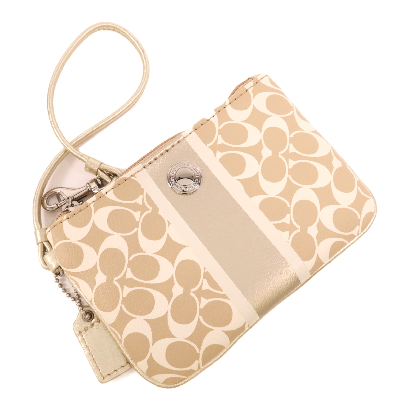 COACH 塗層帆布Pouch銀扣手拿包