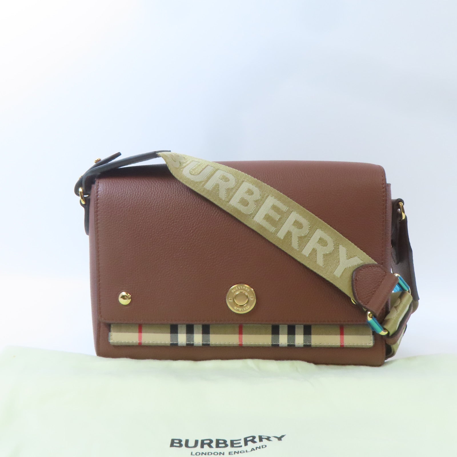 BURBERRY 牛皮皮革Shoulder Bag金扣肩背袋啡色