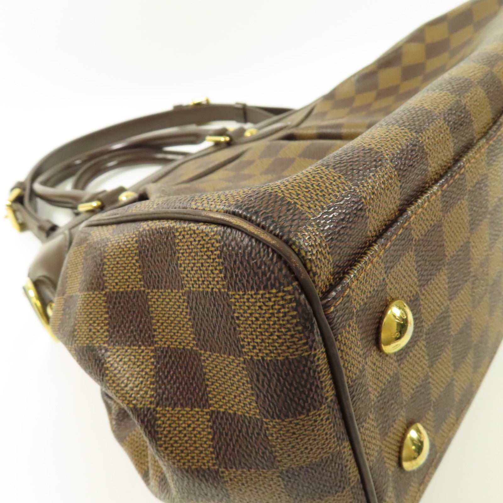 LOUIS VUITTON Damier Trevi金扣手挽肩背兩用袋
