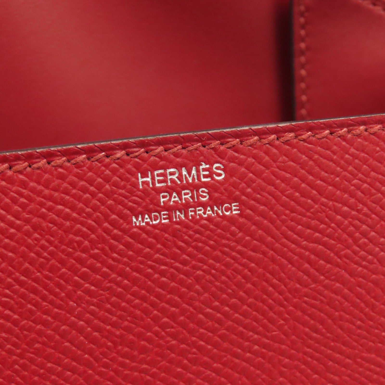 HERMES 【激減優惠】Epsom皮革Della Cavalleria Mini Bag銀扣肩背袋K1 Rouge Grenat石榴紅色