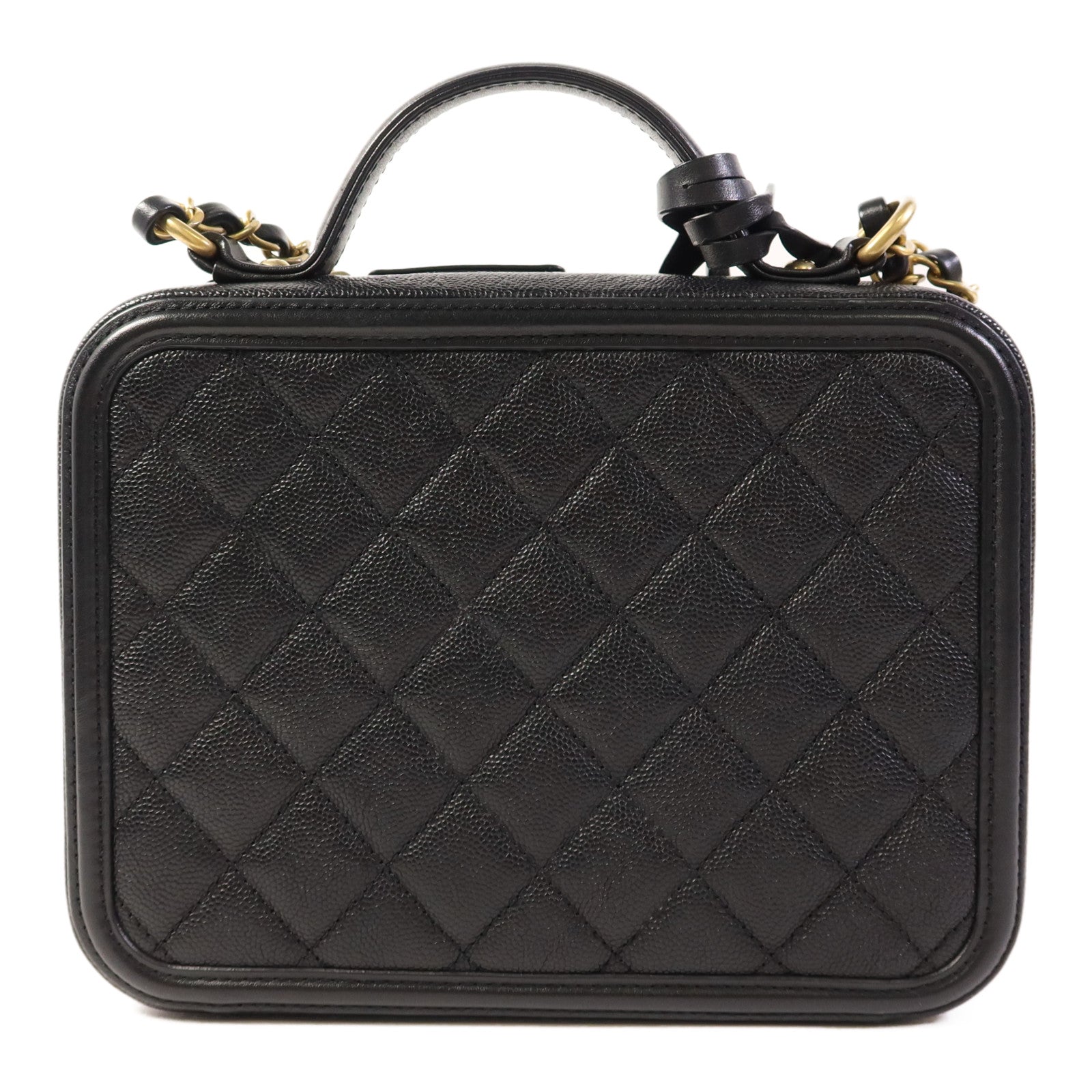 CHANEL 牛皮皮革Vanity Case金扣手挽肩背兩用袋