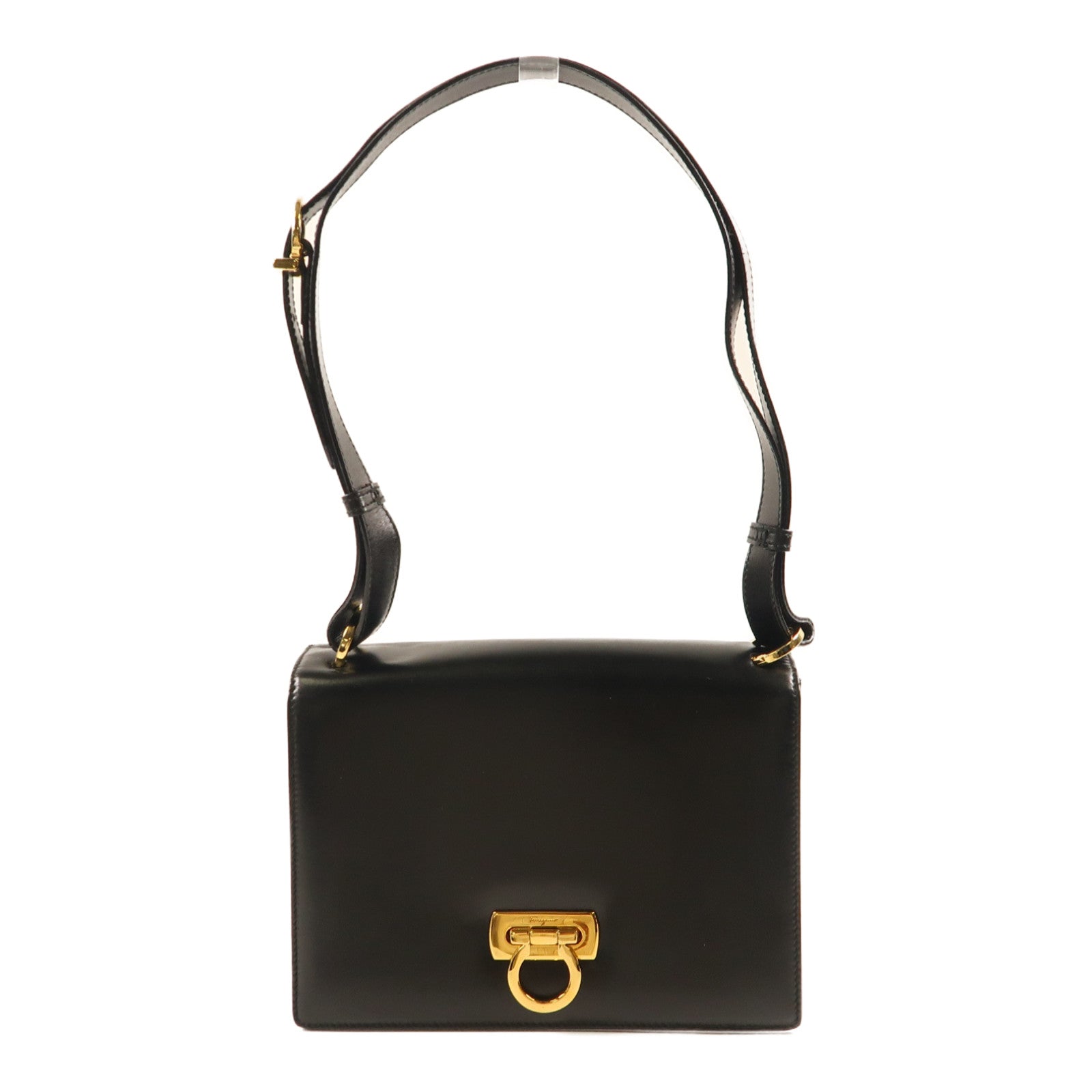 Salvatore Ferragamo 羊皮皮革Shoulder Bag金扣肩背袋黑色