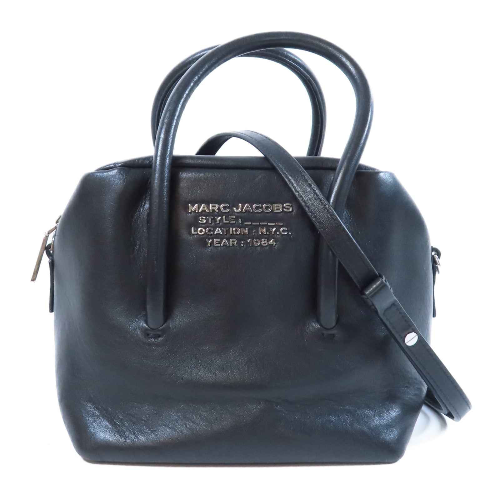 MARC JACOBS 【激減優惠】牛皮皮革2 Way Shoulder Bag銀扣手挽肩背兩用袋黑色