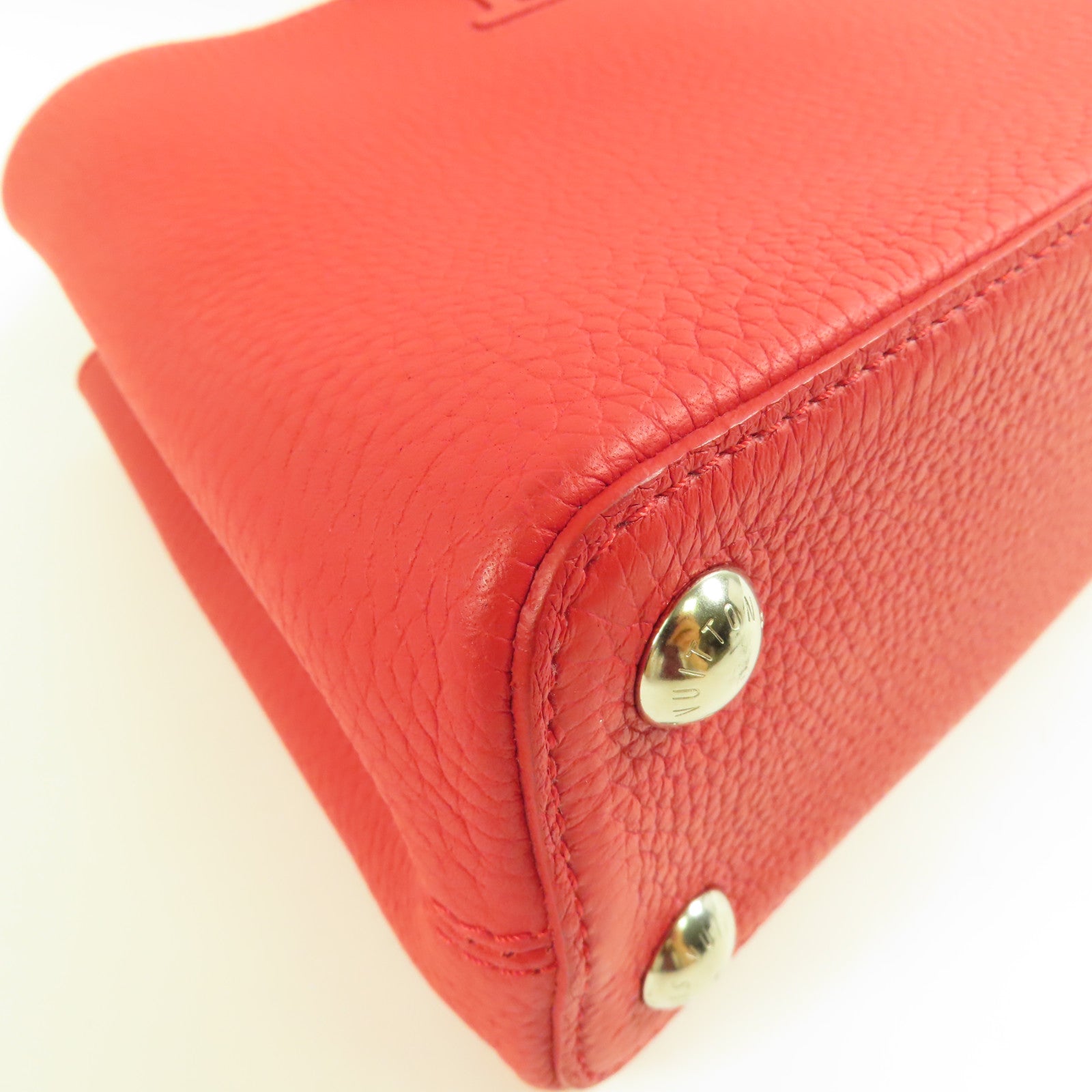 LOUIS VUITTON Taurillon Capucines BB銀扣手挽肩背兩用袋